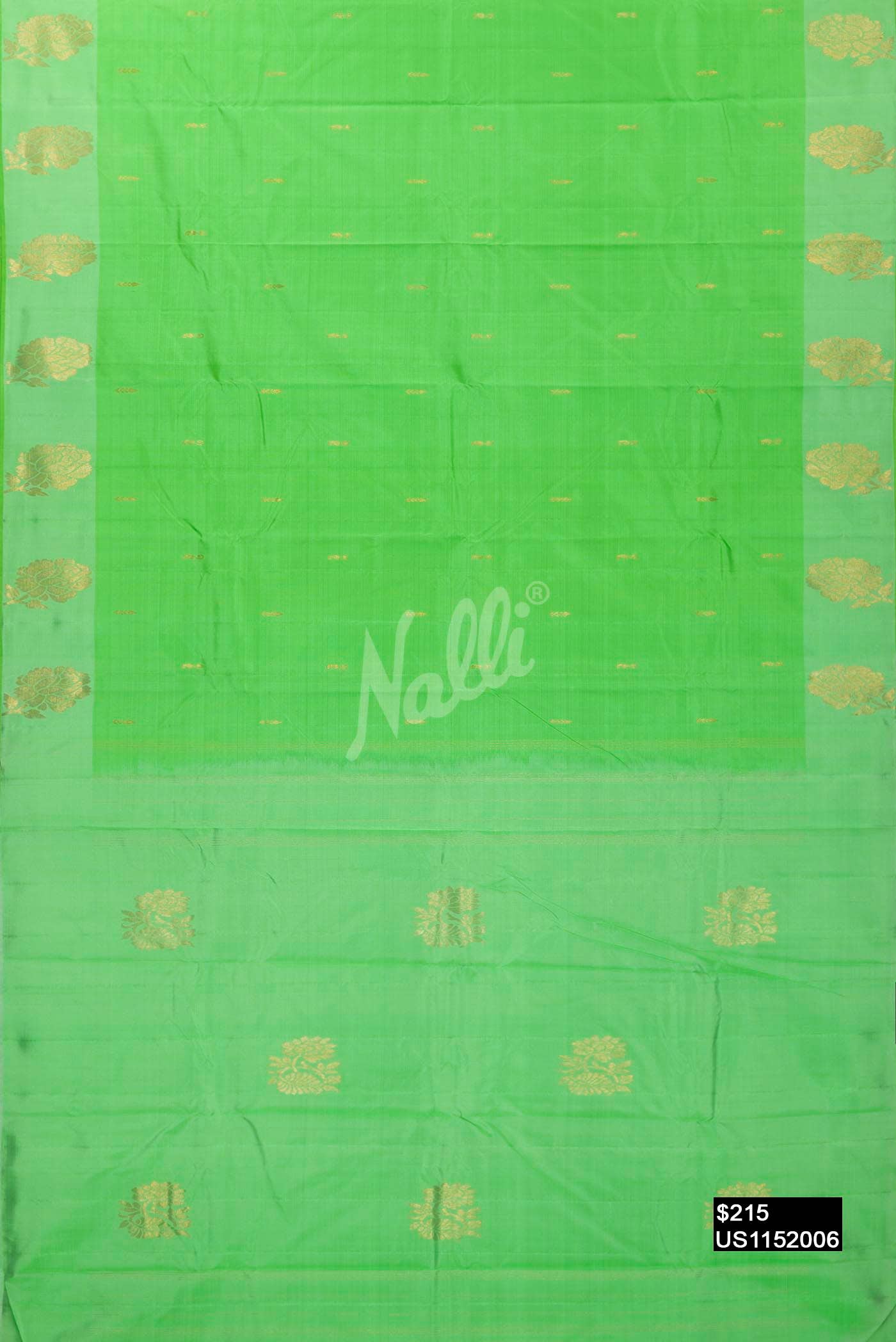 Parrot Green Kanchipuram Silk Saree