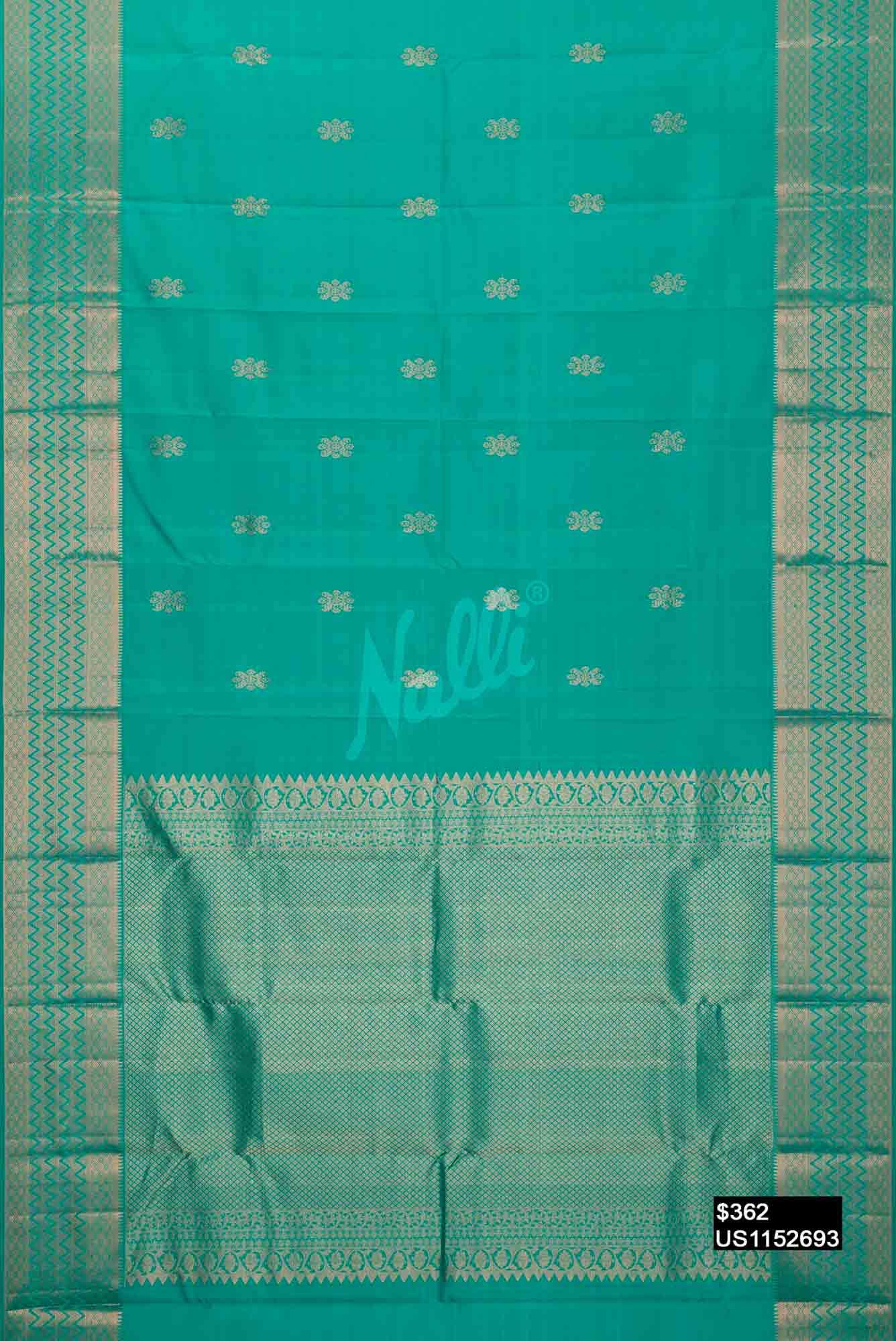 Sea Green Kanchipuram Silk Saree