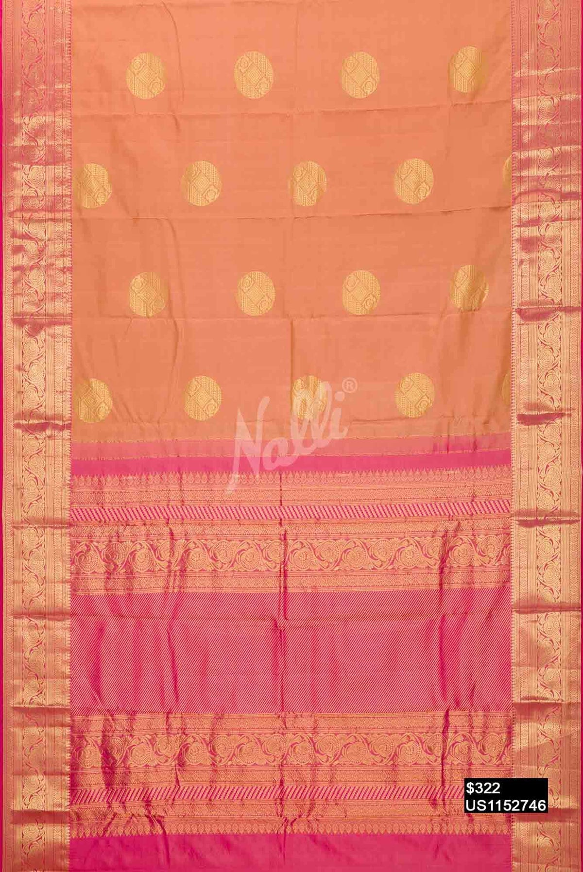 Peach Kanchipuram Silk Saree