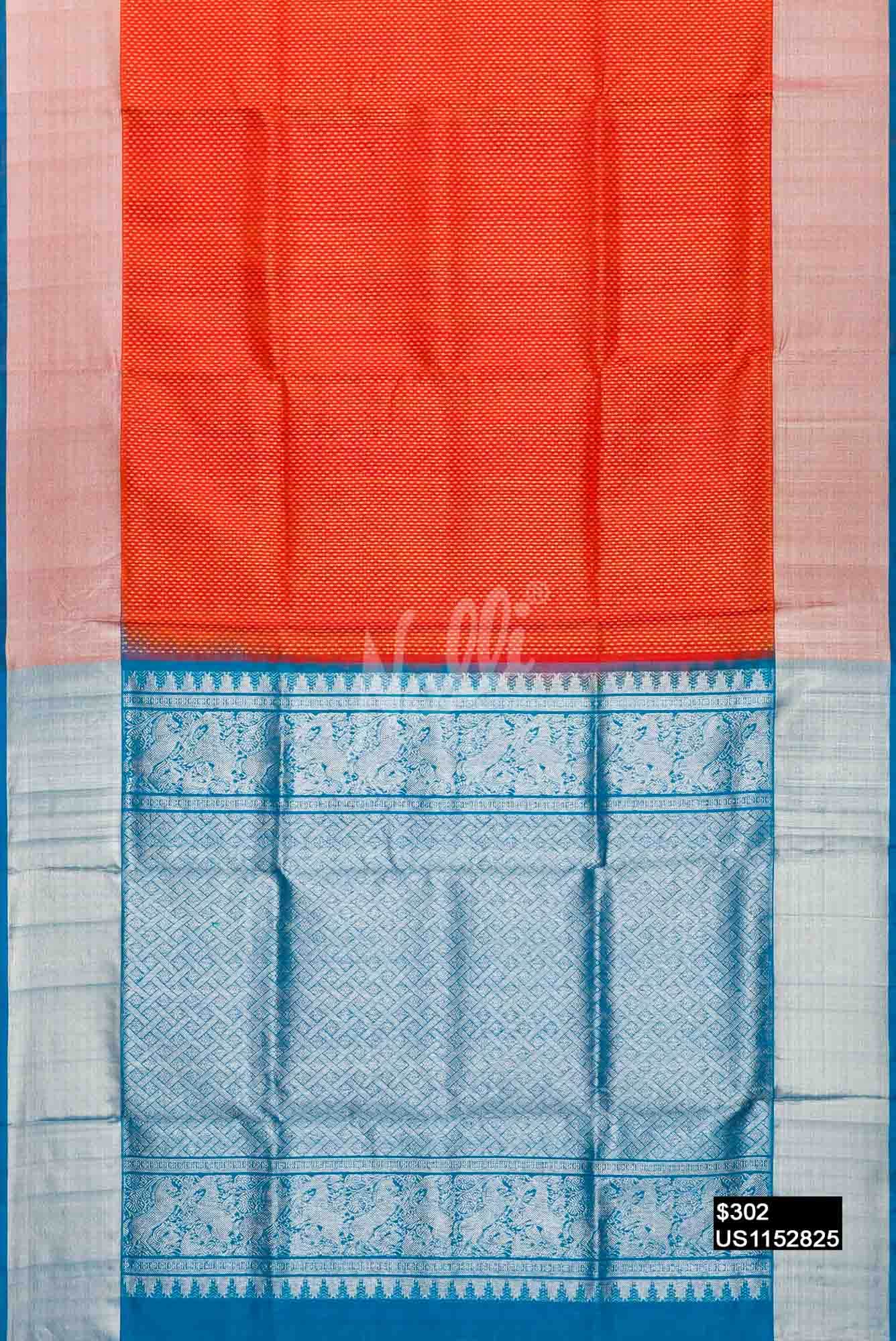 Orange Venkatagiri Silk Saree
