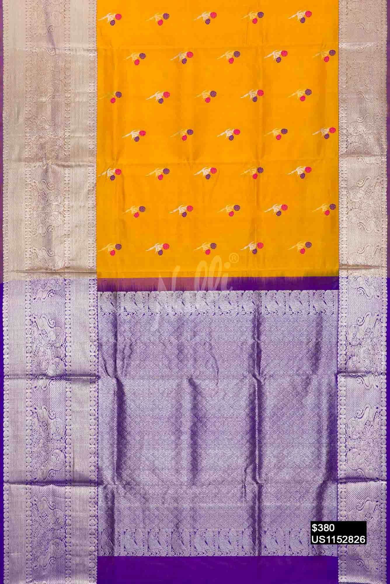 Yellow Venkatagiri Silk Saree