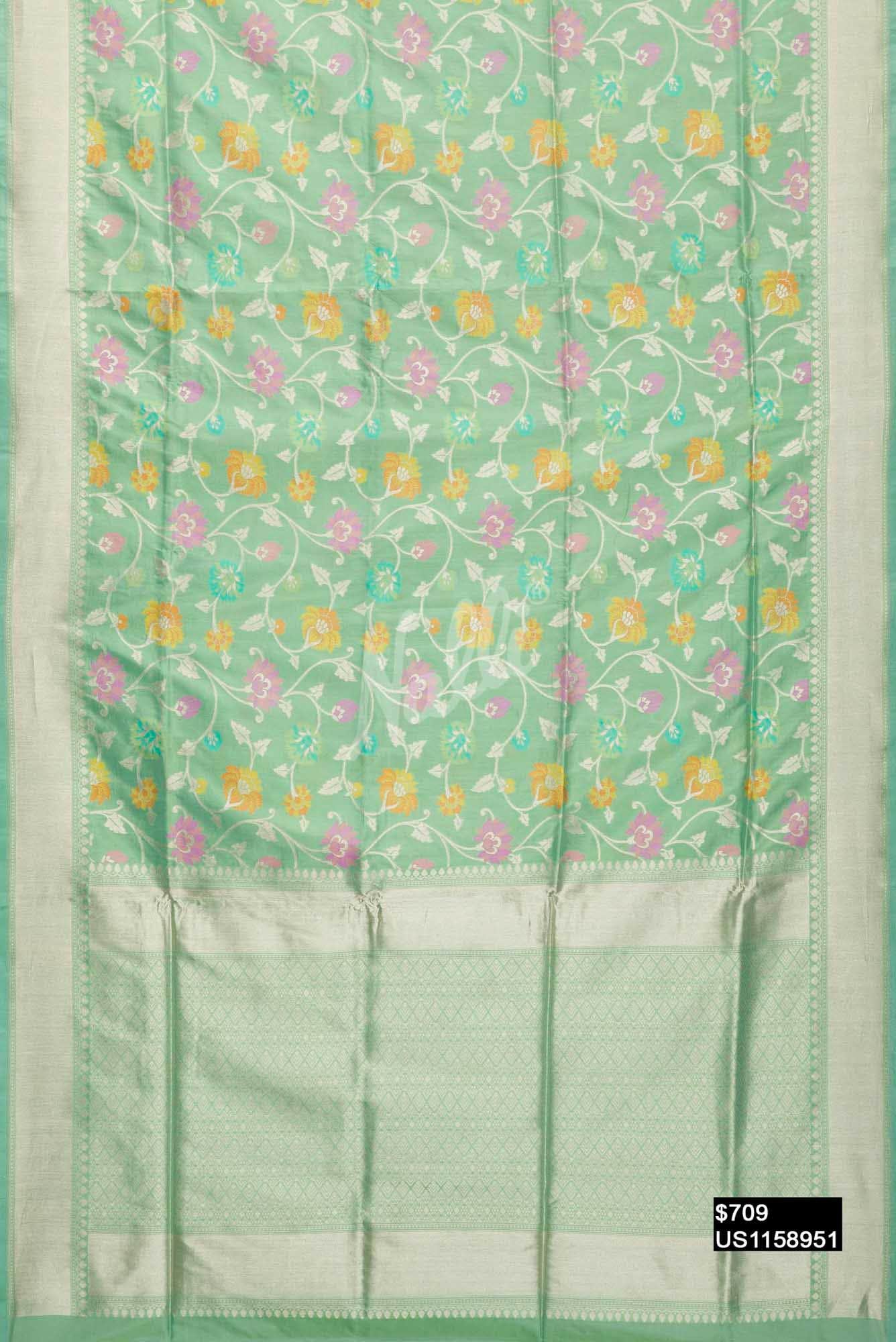 Pista Green Banarasi Silk Saree