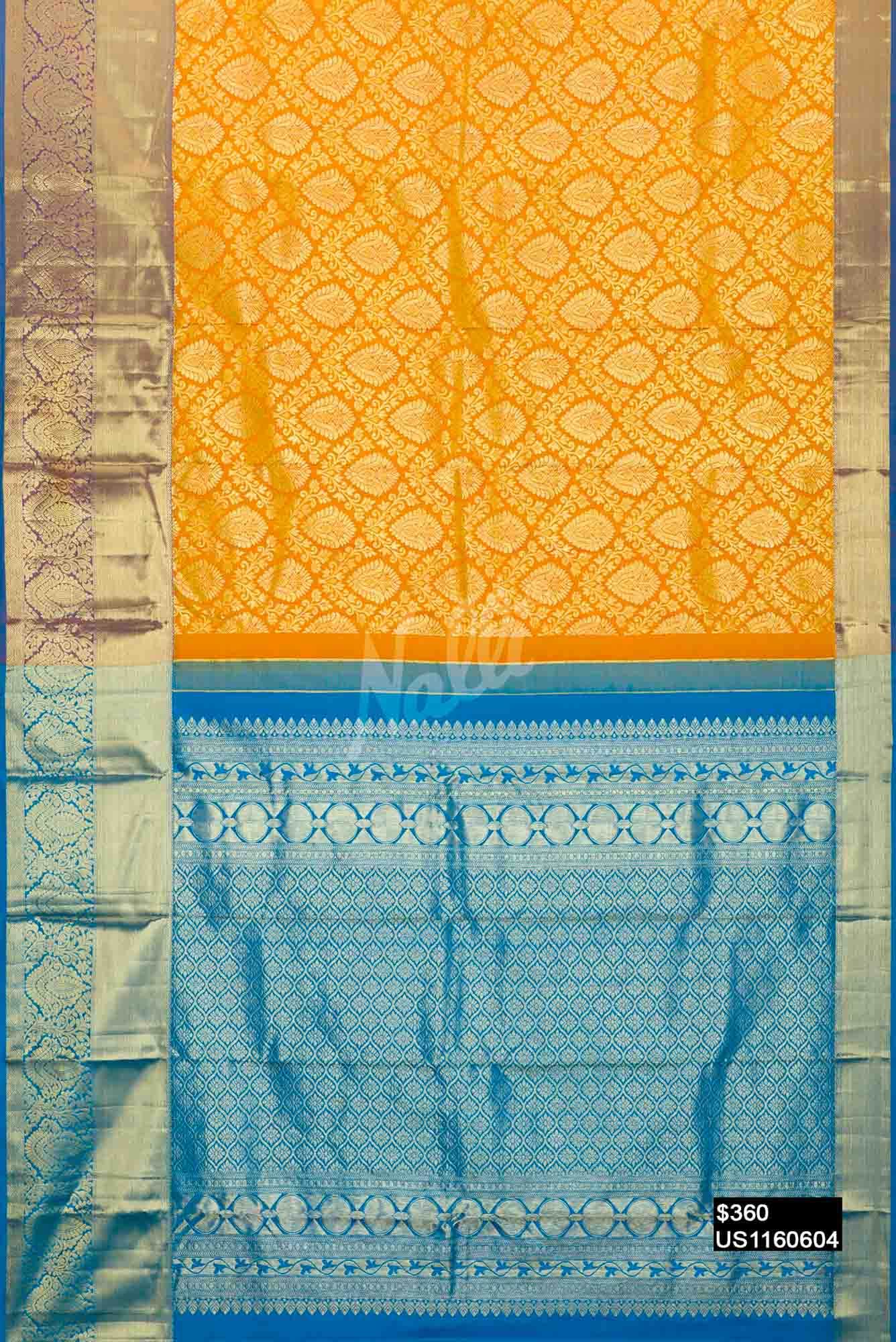 Mustard Kanchipuram Silk Saree