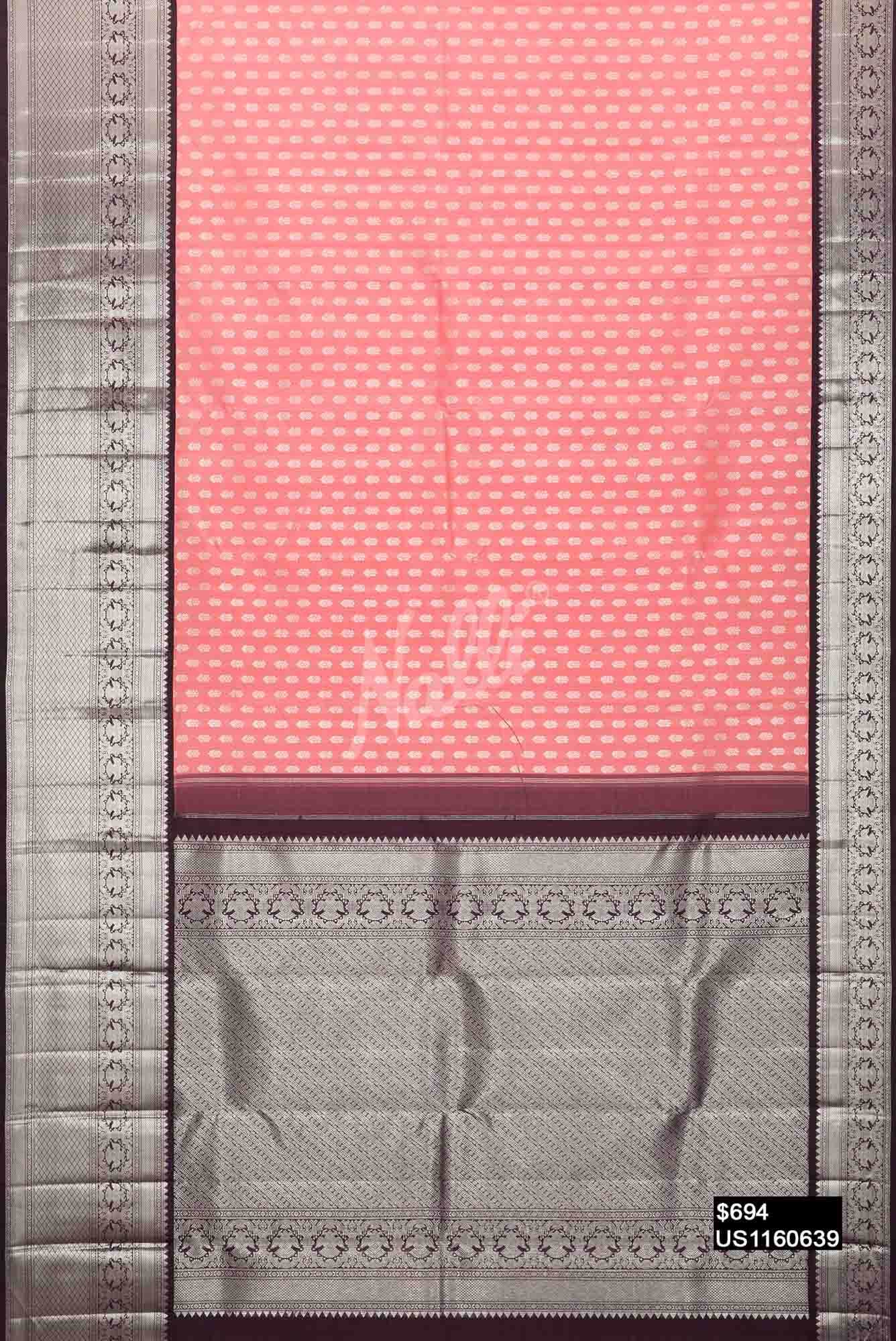 Peach Kanchipuram Silk Saree