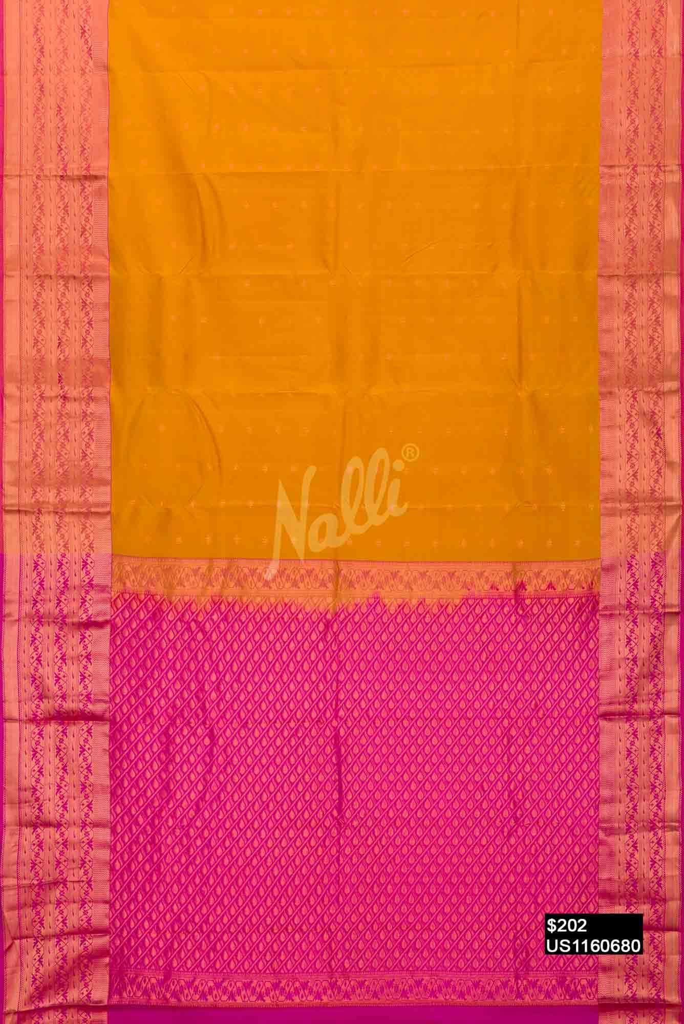 Mustard Kanchipuram Silk Saree