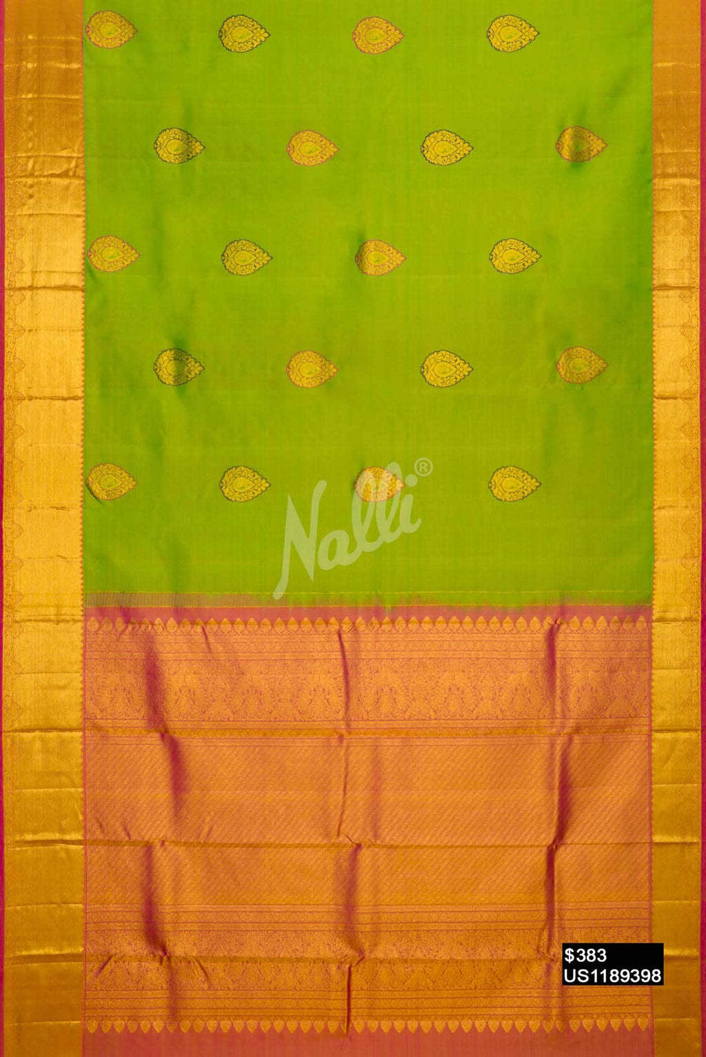Parrot Green Kanchipuram Silk Saree