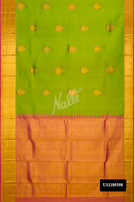 Parrot Green Kanchipuram Silk Saree