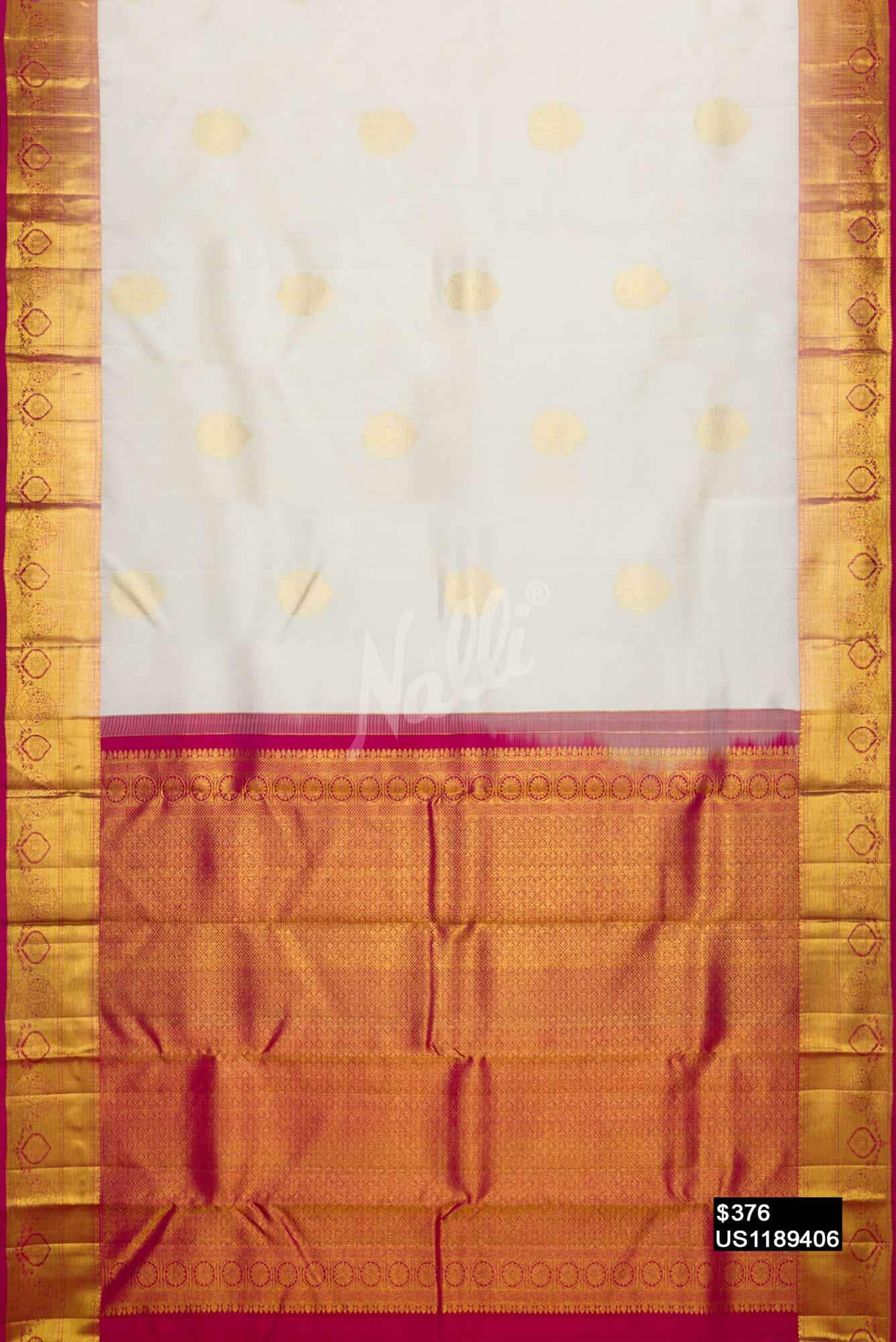 Off White Kanchipuram Silk Saree