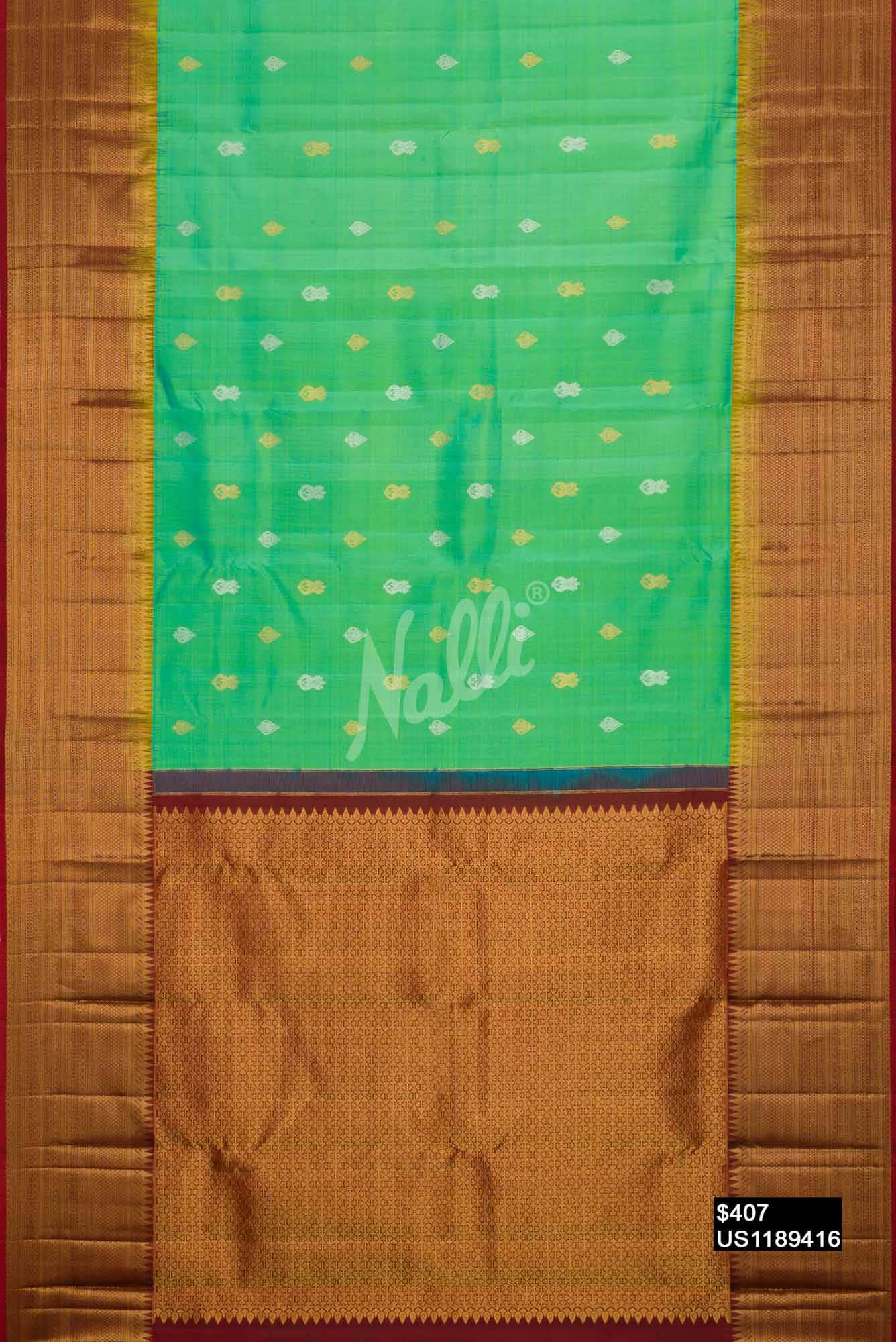 Sea Green Kanchipuram Silk Saree