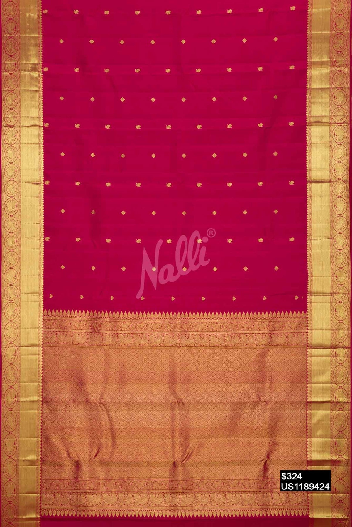 Dark Pink Kanchipuram Silk Saree