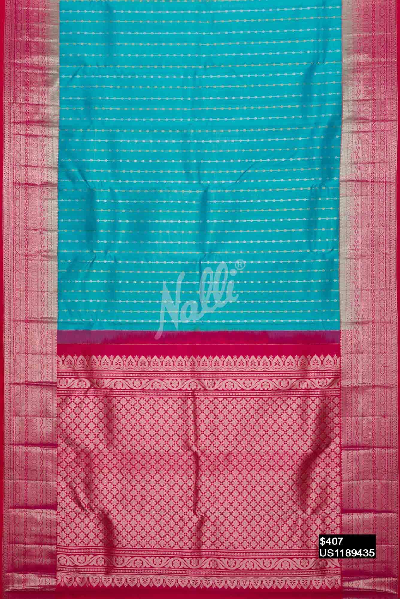 Sky Blue Kanchipuram Silk Saree