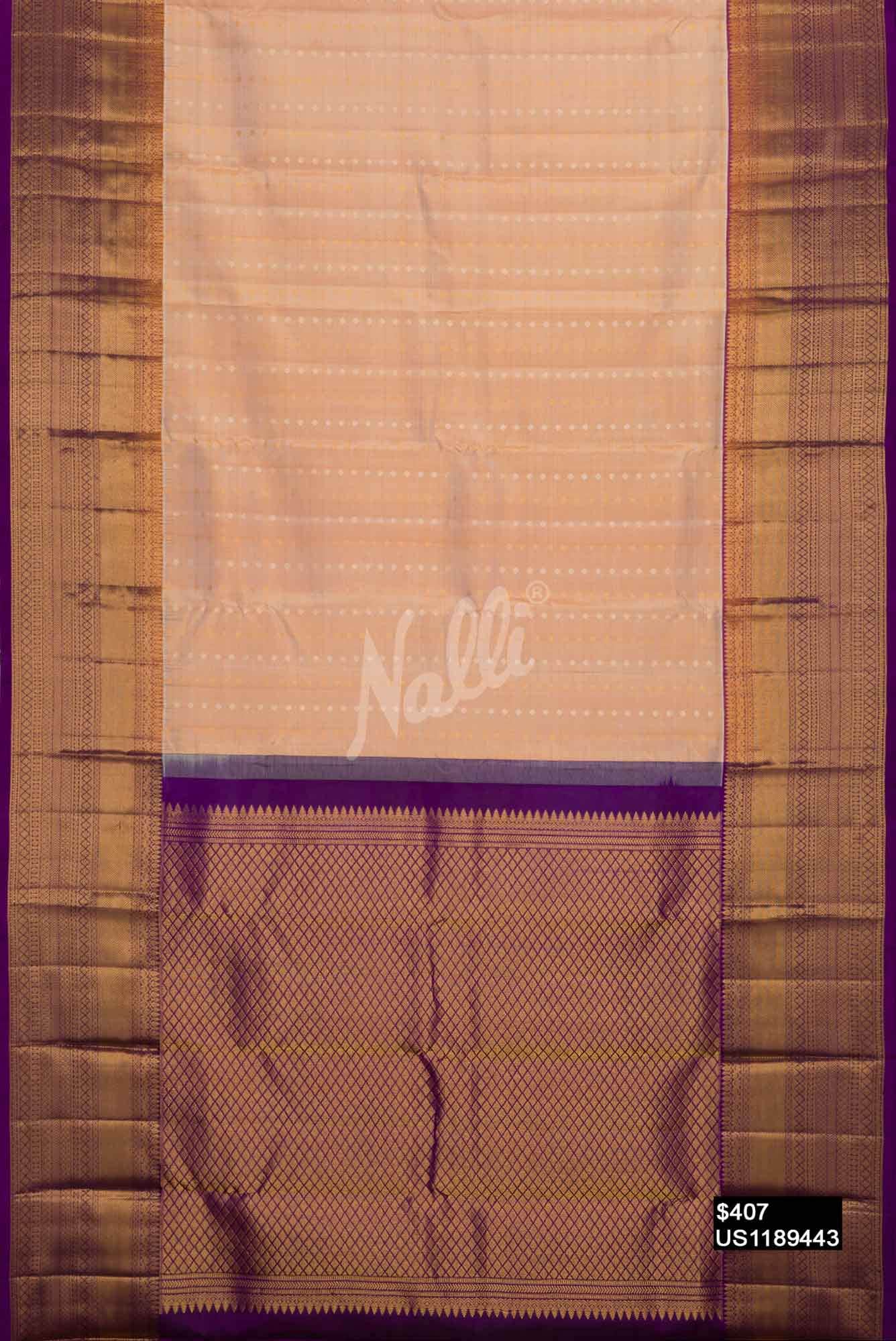 Beige Kanchipuram Silk Saree