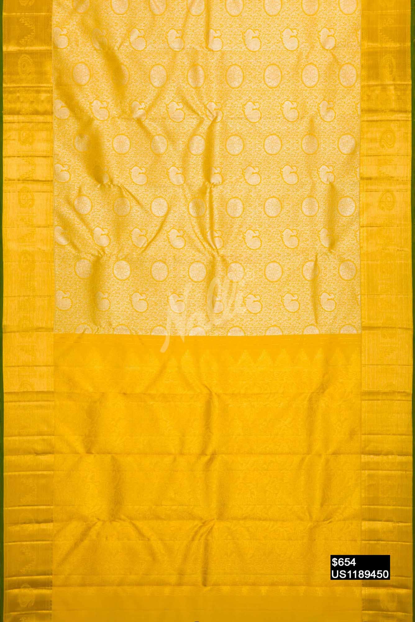 Yellow Kanchipuram Silk Saree