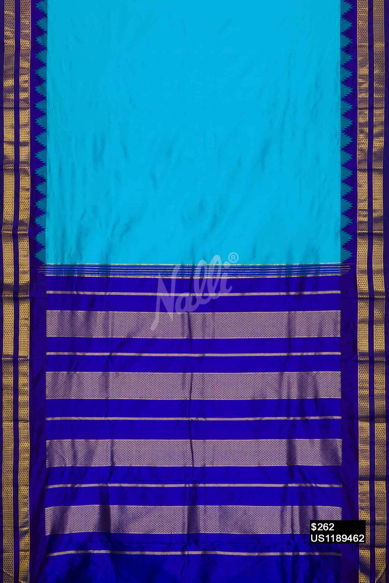 Sky Blue Kanchipuram Silk Saree