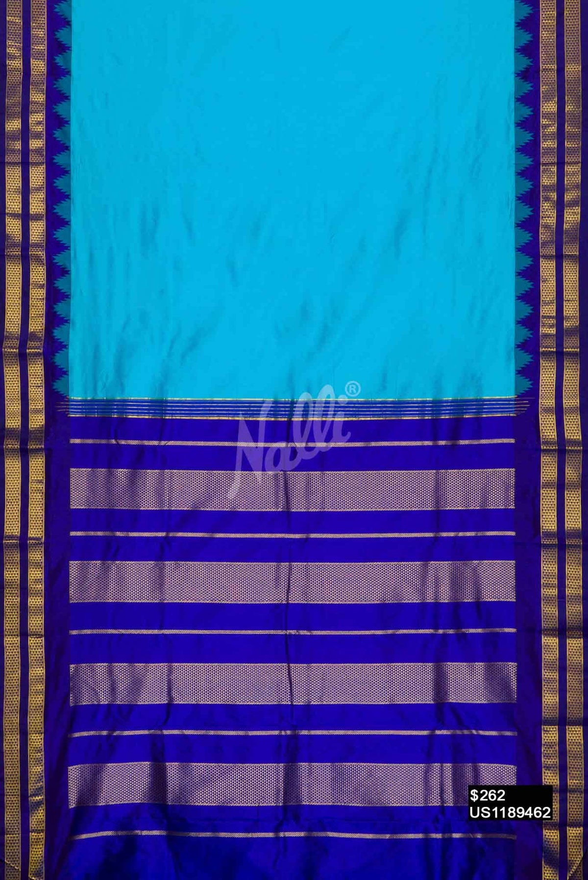 Sky Blue Kanchipuram Silk Saree