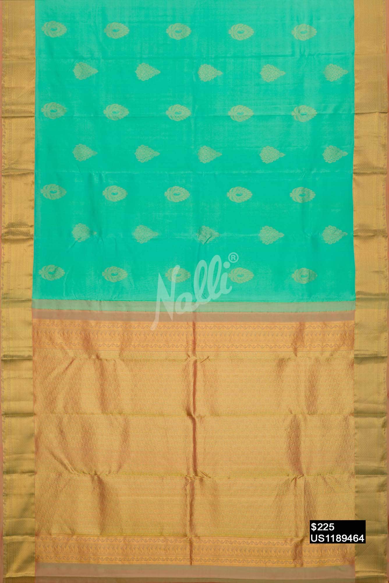 Sea Green Kanchipuram Silk Saree