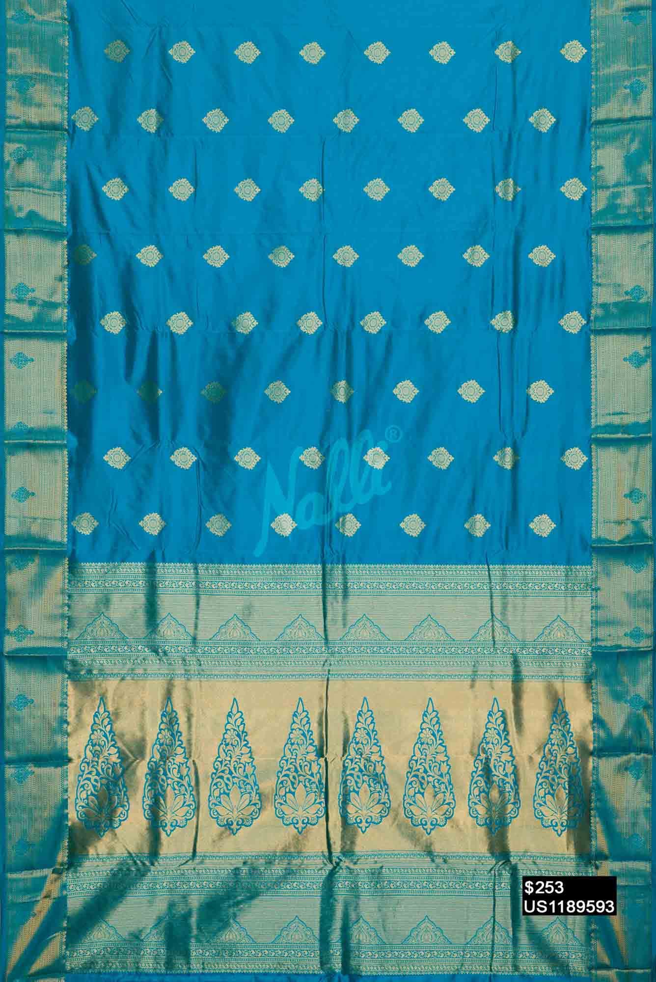 Sky Blue Kanchipuram Silk Saree