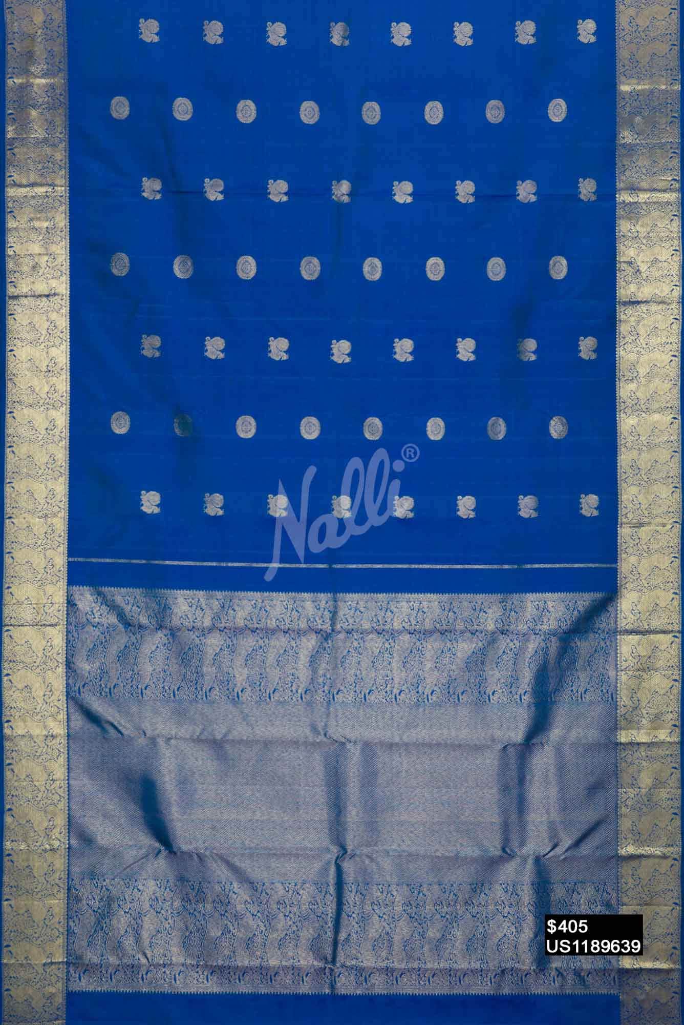 Peacock Blue Kanchipuram Silk Saree