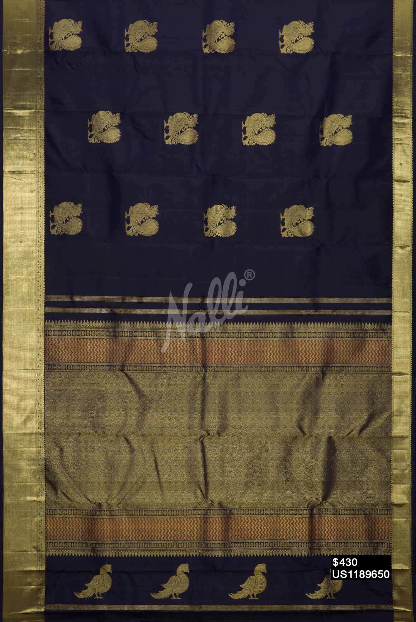 Navy Blue Kanchipuram Silk Saree