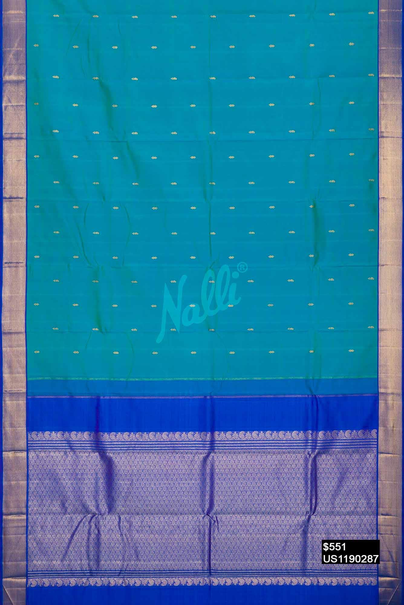 Peacock Blue Kanchipuram Silk Saree
