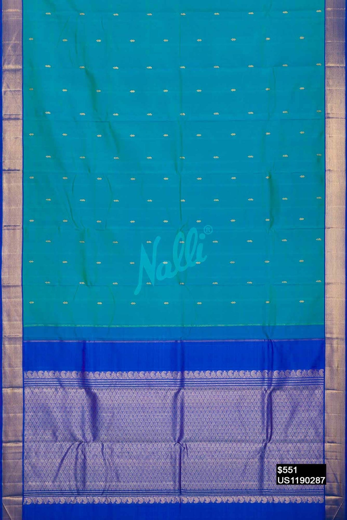 Peacock Blue Kanchipuram Silk Saree