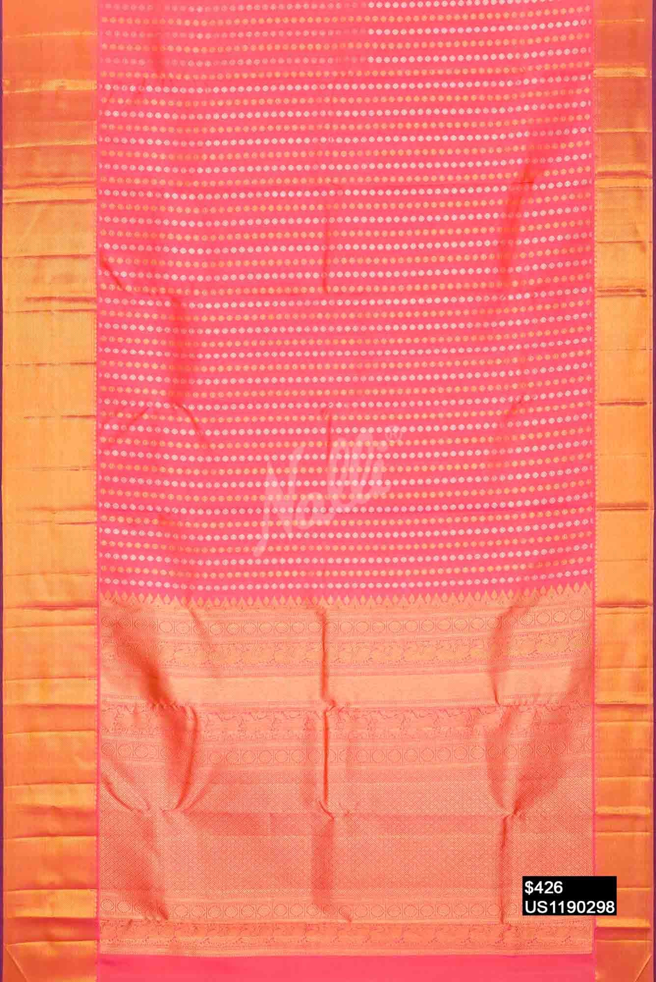 Peach Kanchipuram Silk Saree