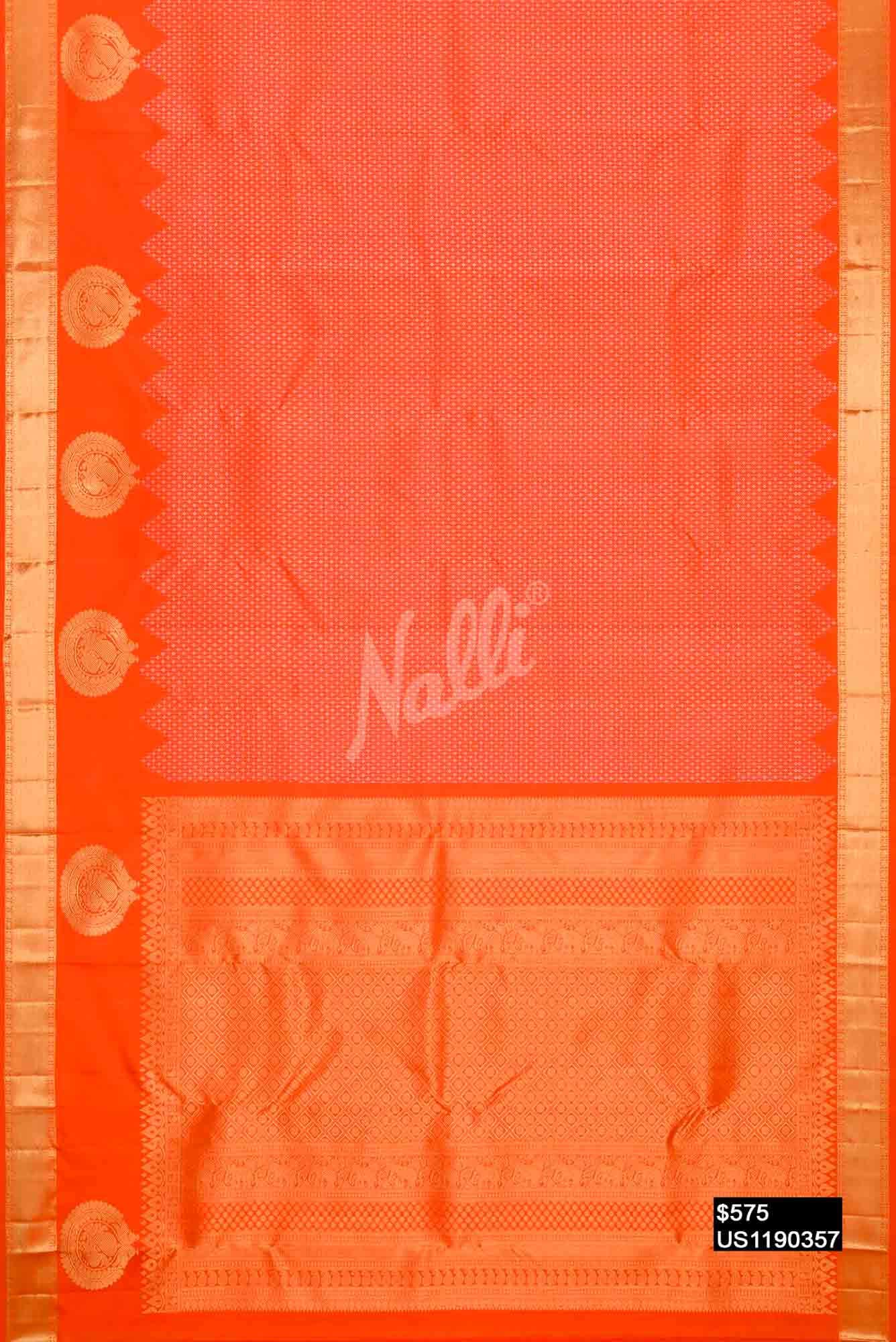 Orange Kanchipuram Silk Saree