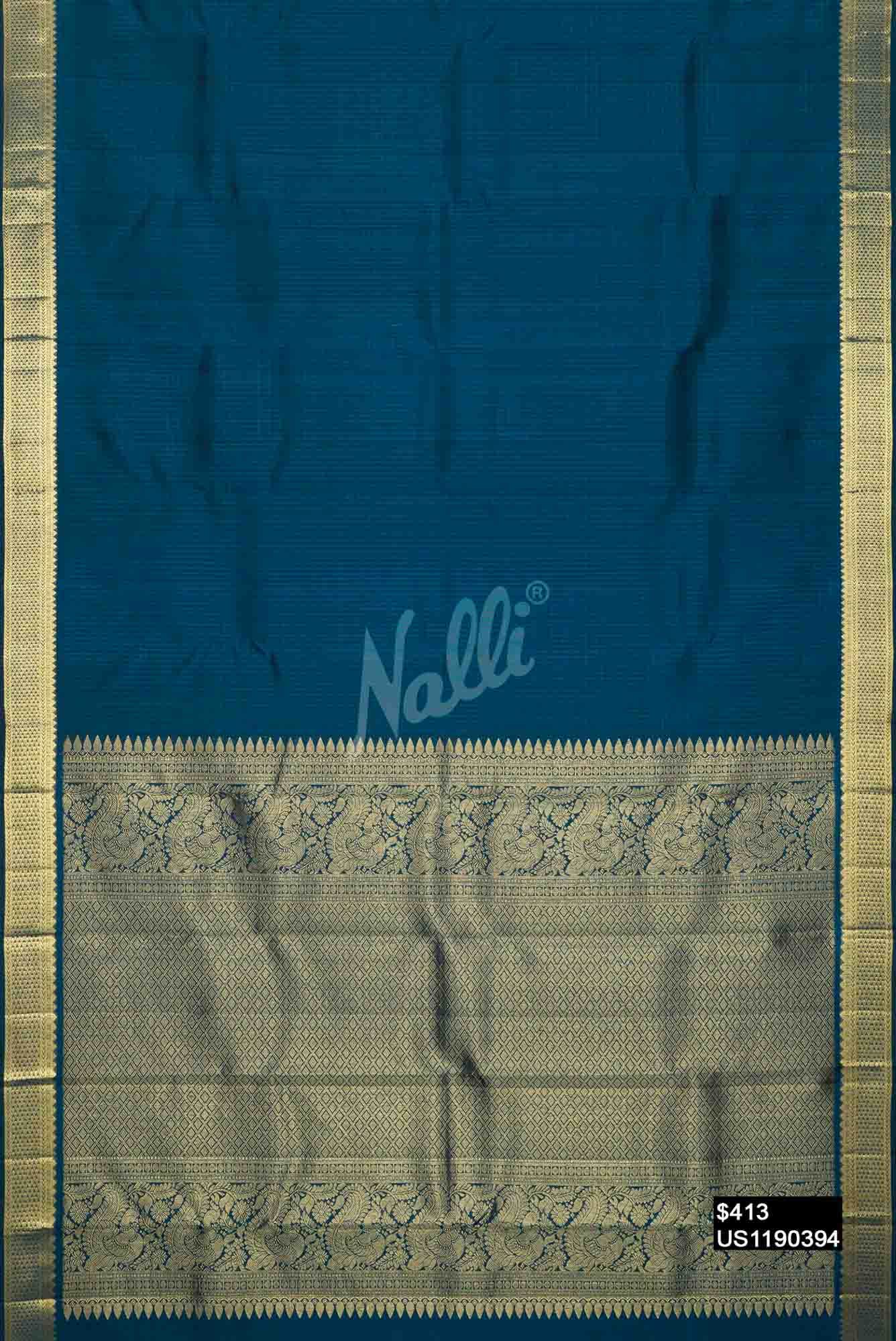 Peacock Blue Kanchipuram Silk Saree