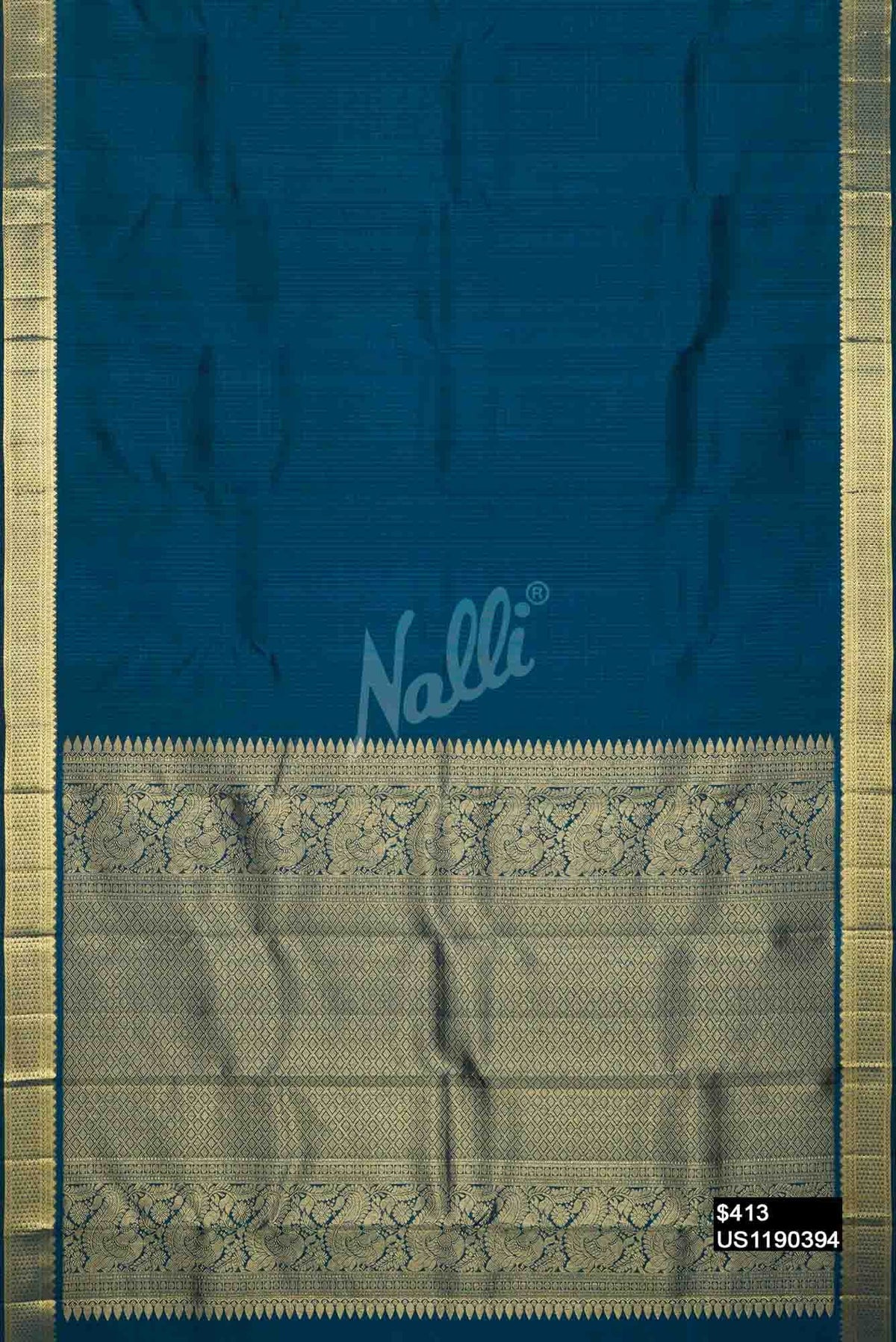Peacock Blue Kanchipuram Silk Saree