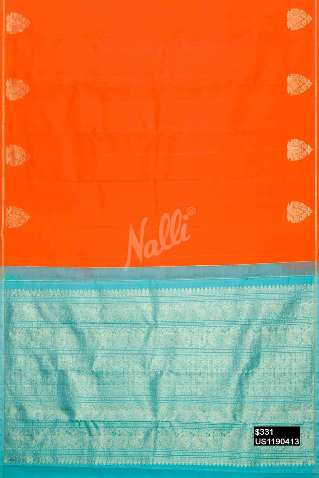 Orange Kanchipuram Silk Saree