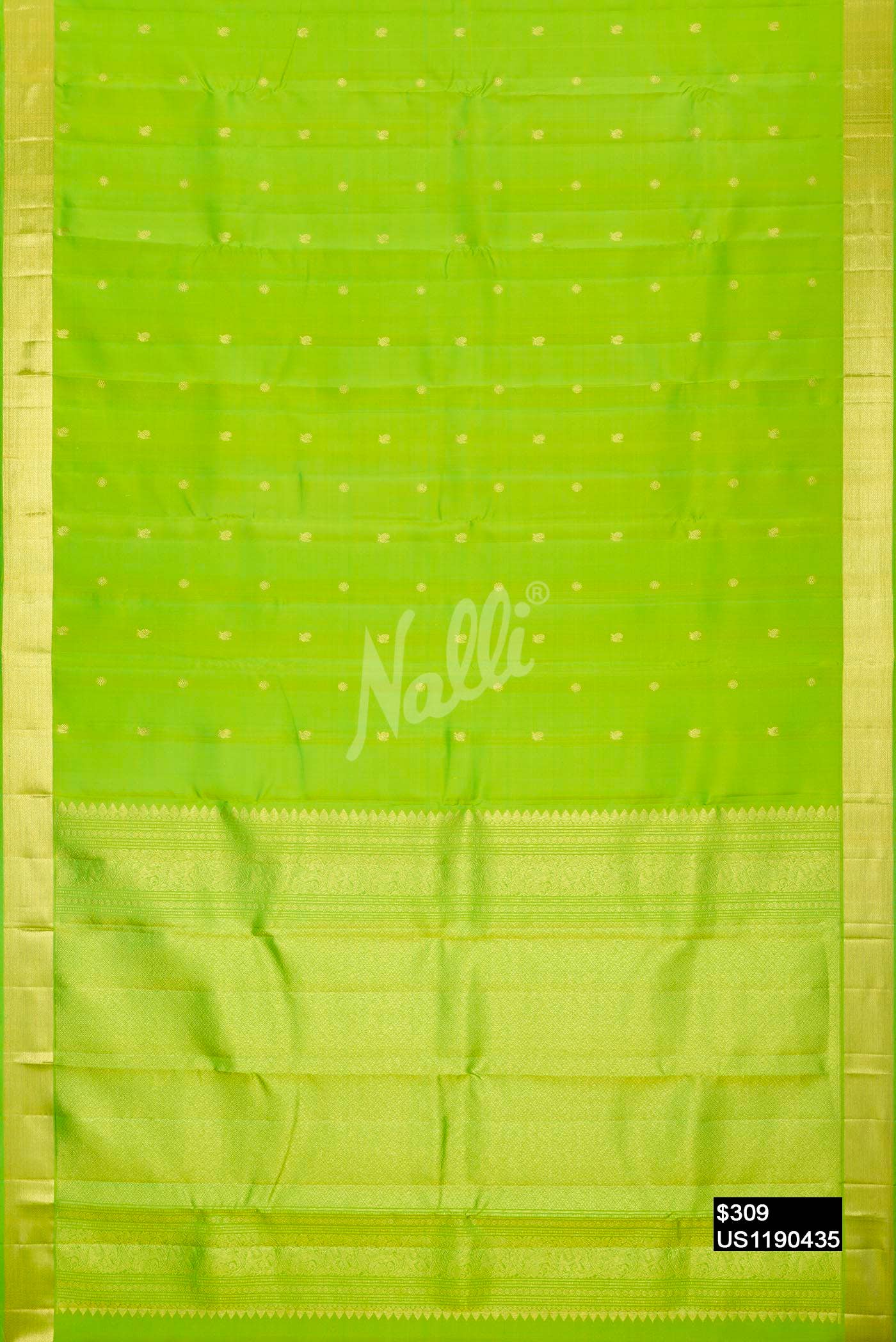 Parrot Green Kanchipuram Silk Saree