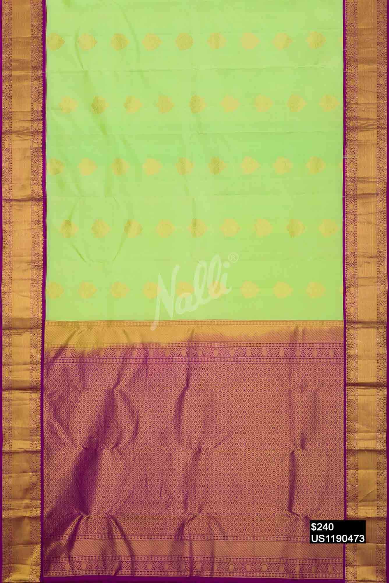 Parrot Green Kanchipuram Silk Saree