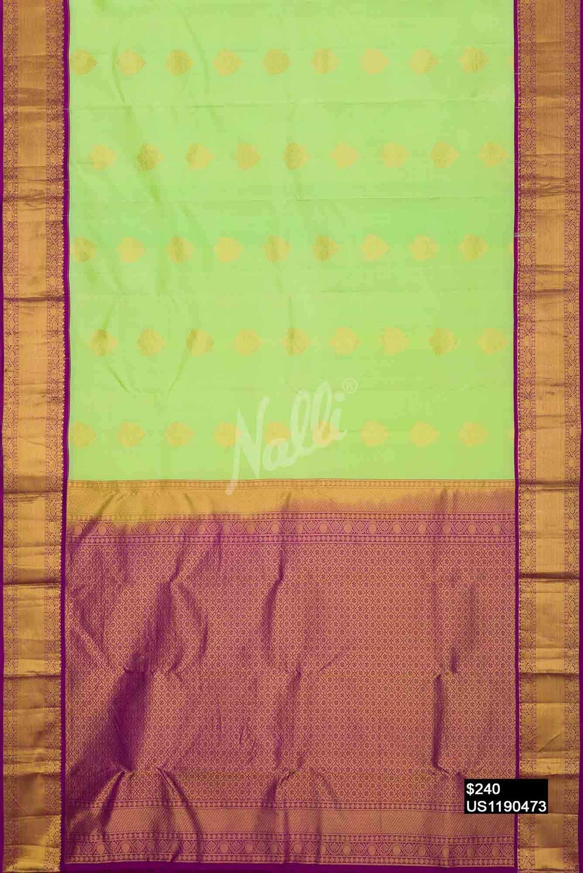 Parrot Green Kanchipuram Silk Saree