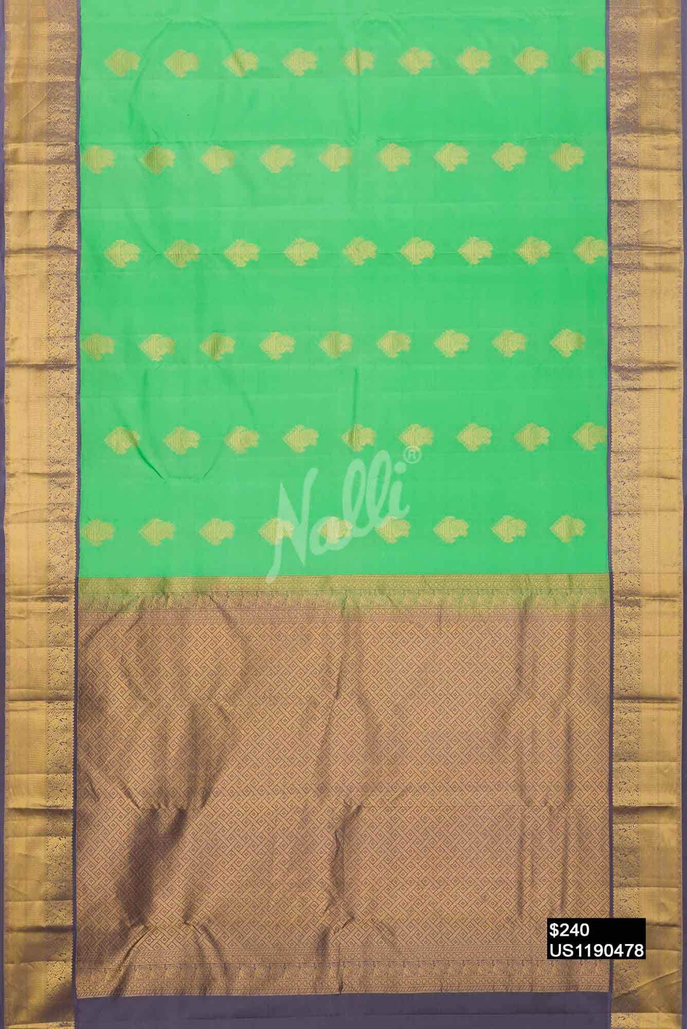 Parrot Green Kanchipuram Silk Saree