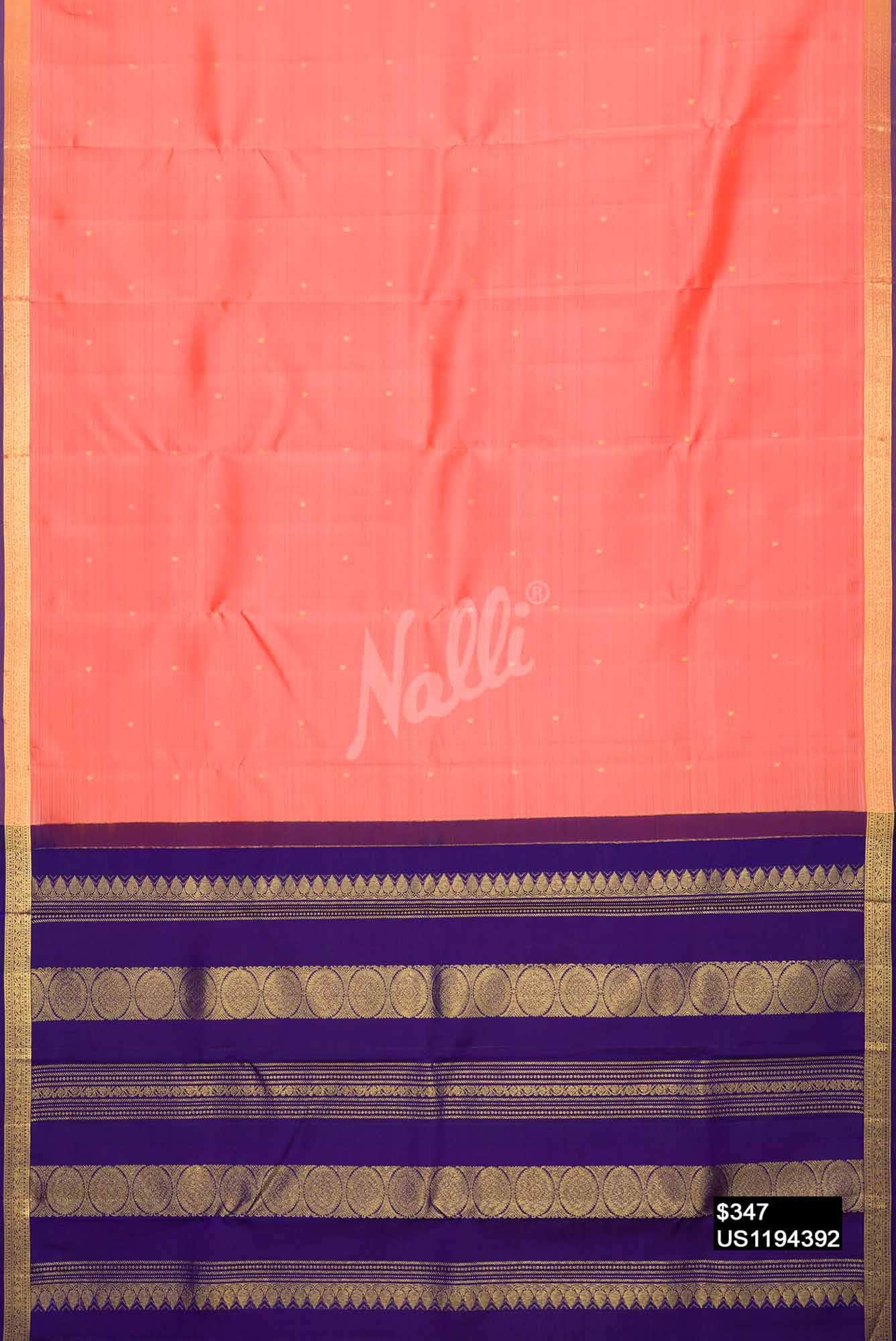 Peach Kanchipuram Silk Saree
