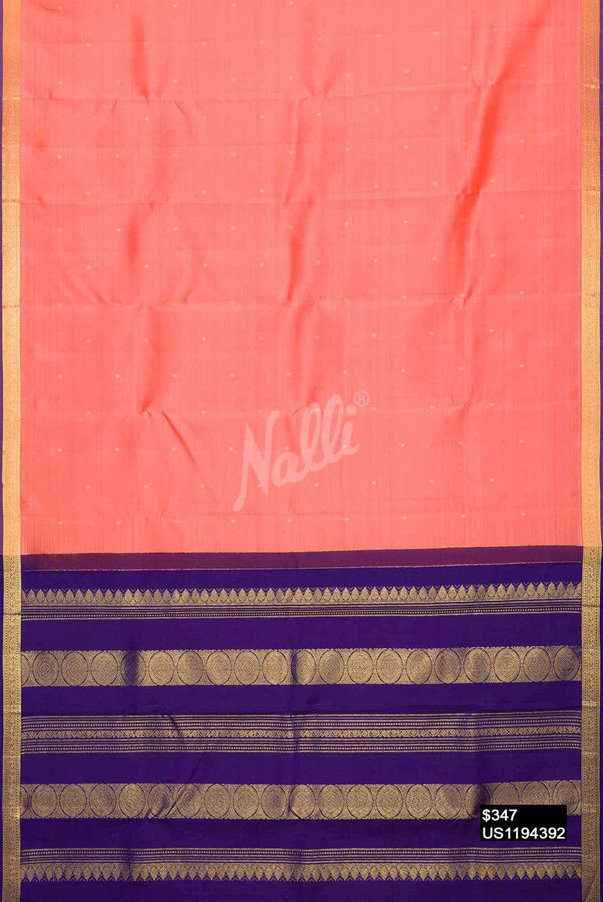Peach Kanchipuram Silk Saree
