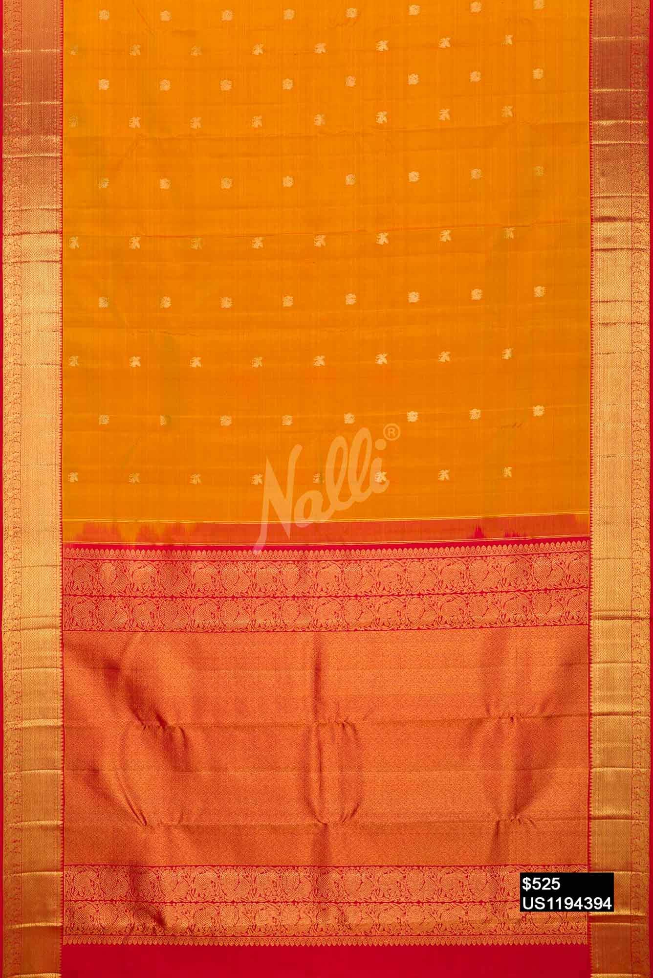 Mustard Kanchipuram Silk Saree