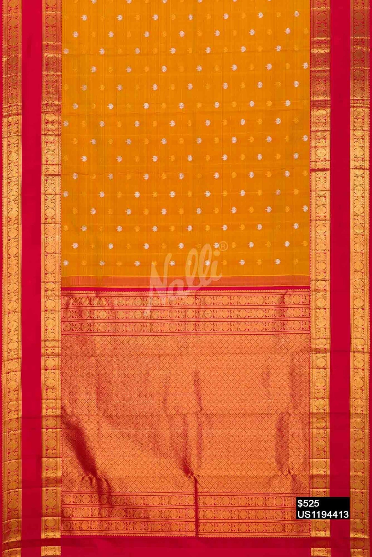 Mustard Kanchipuram Silk Saree