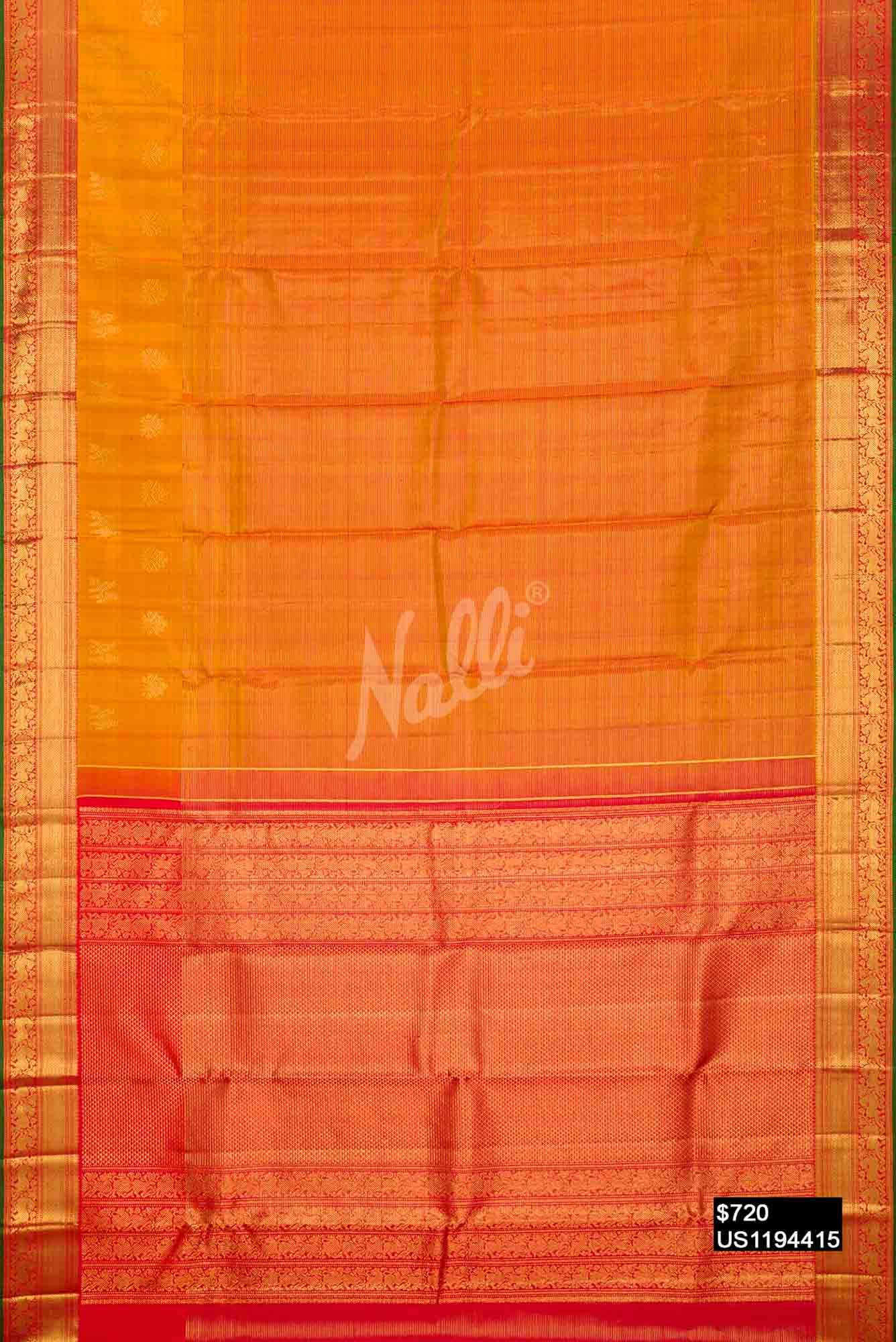 Mustard Kanchipuram Silk Saree