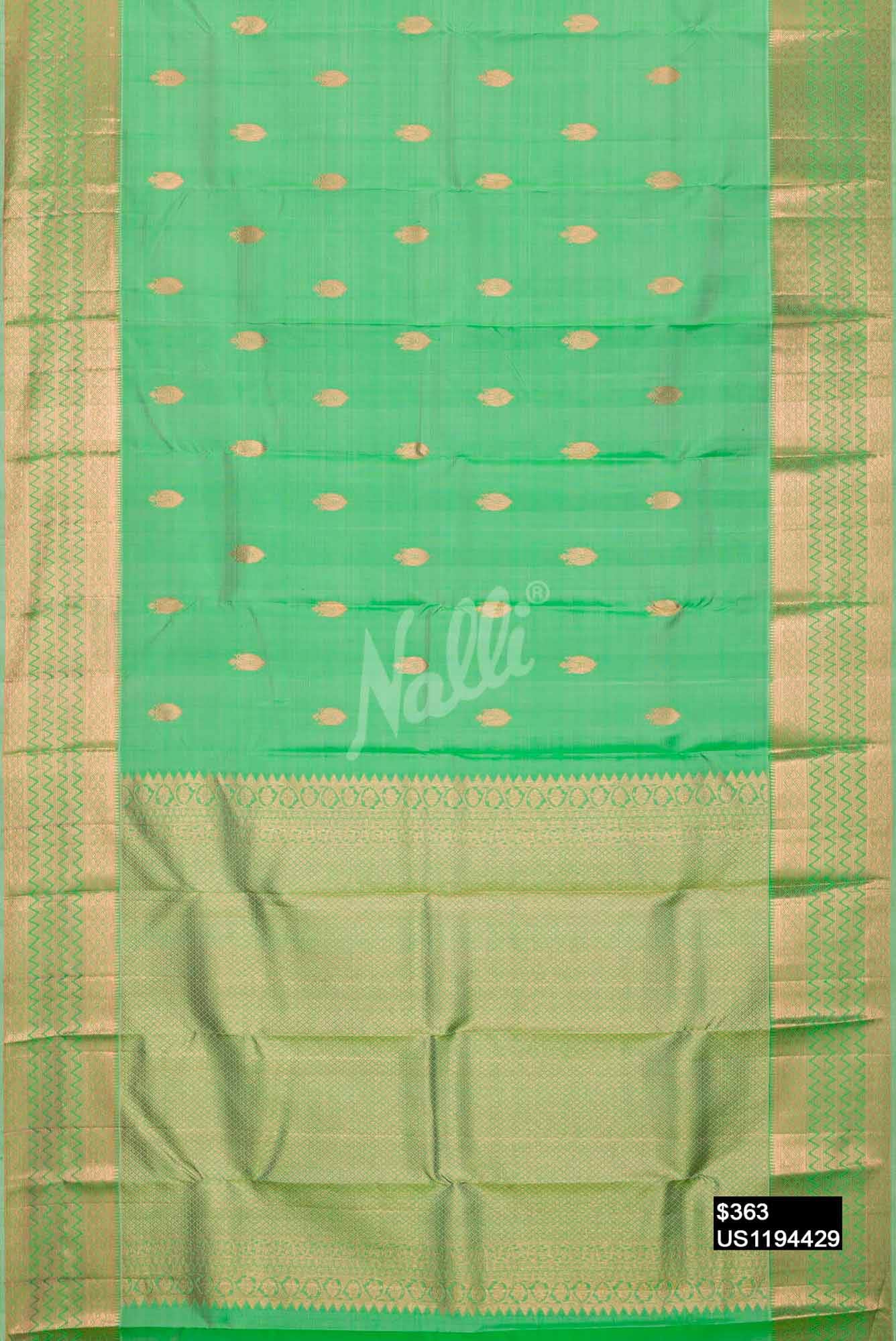 Sea Green Kanchipuram Silk Saree