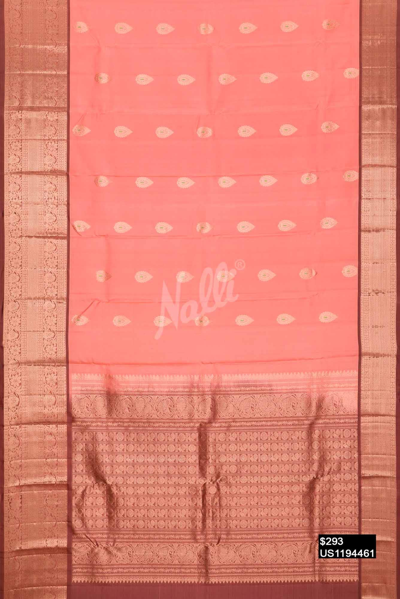 Peach Kanchipuram Silk Saree
