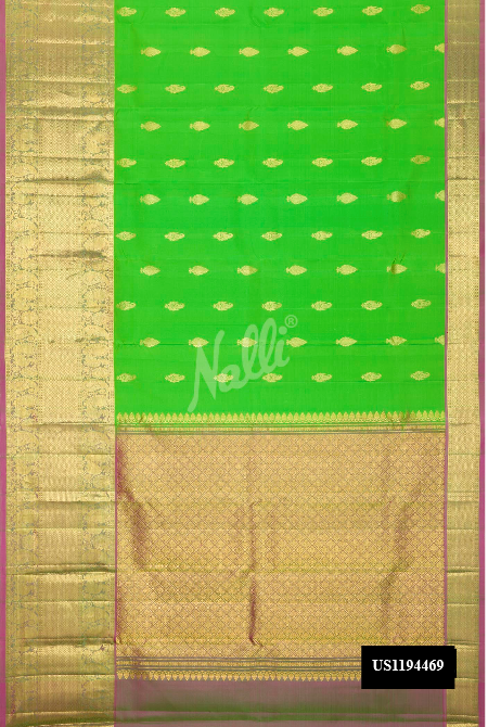 Parrot Green Kanchipuram Silk Saree