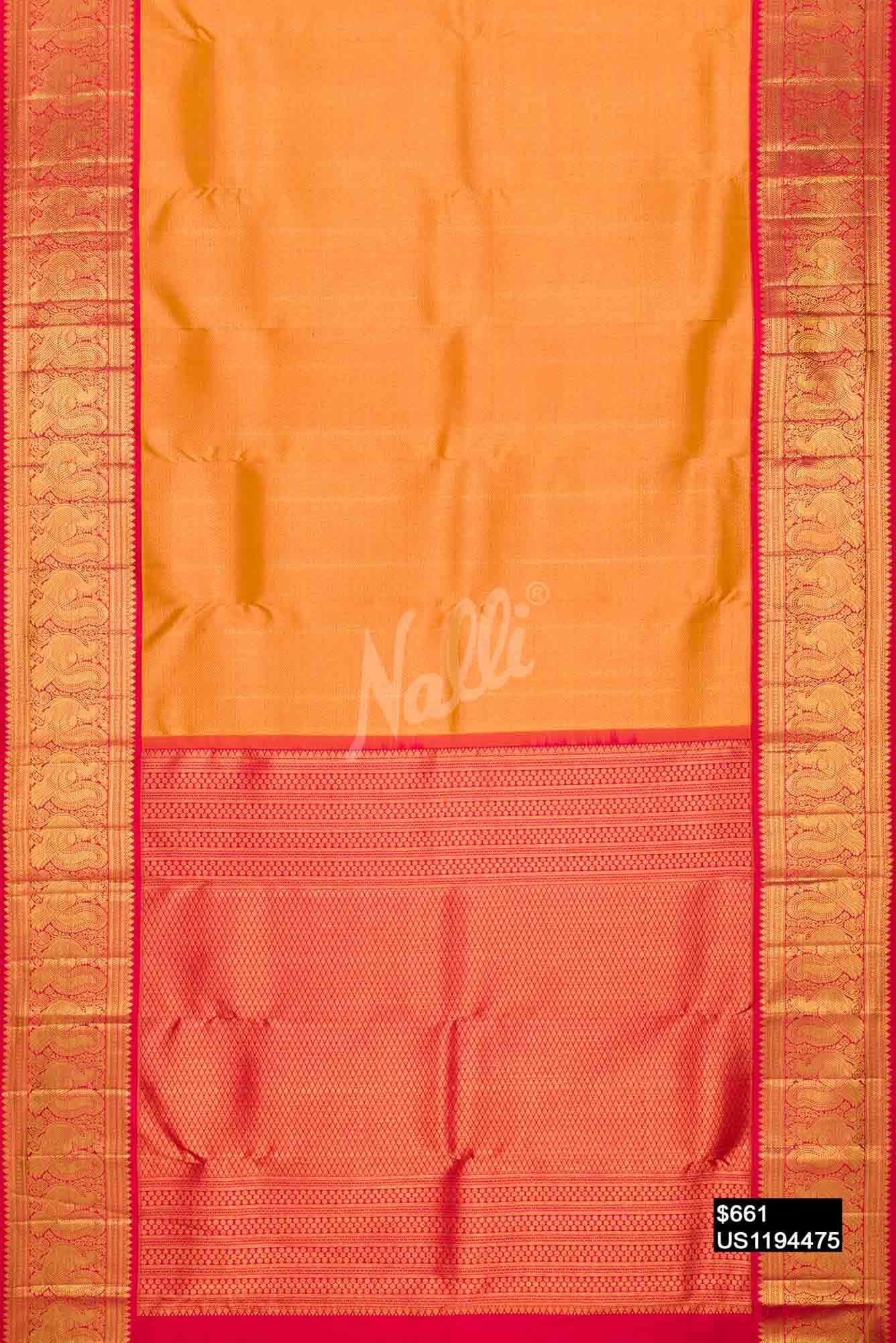 Mustard Kanchipuram Silk Saree