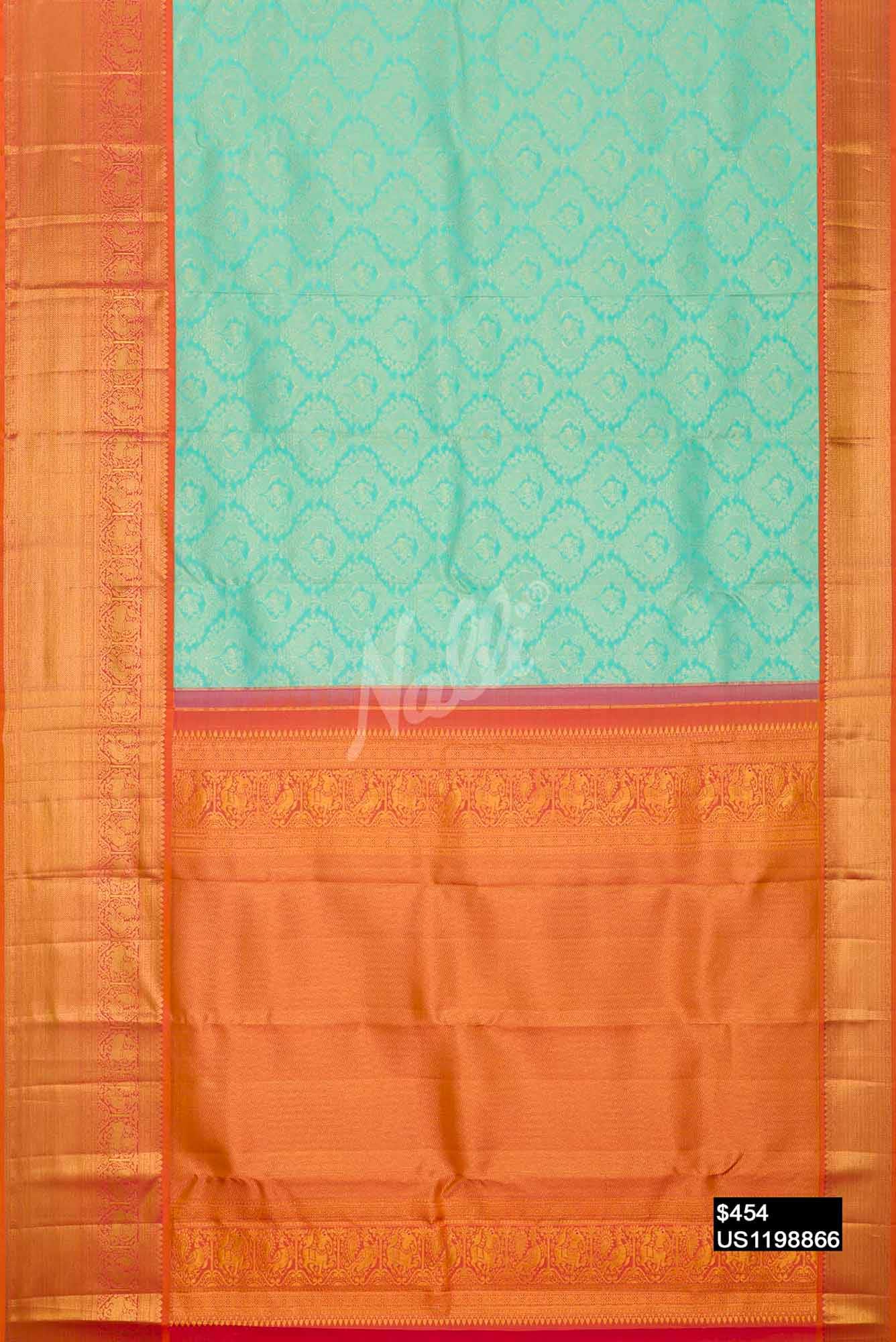 Sea Green Kanchipuram Silk Saree