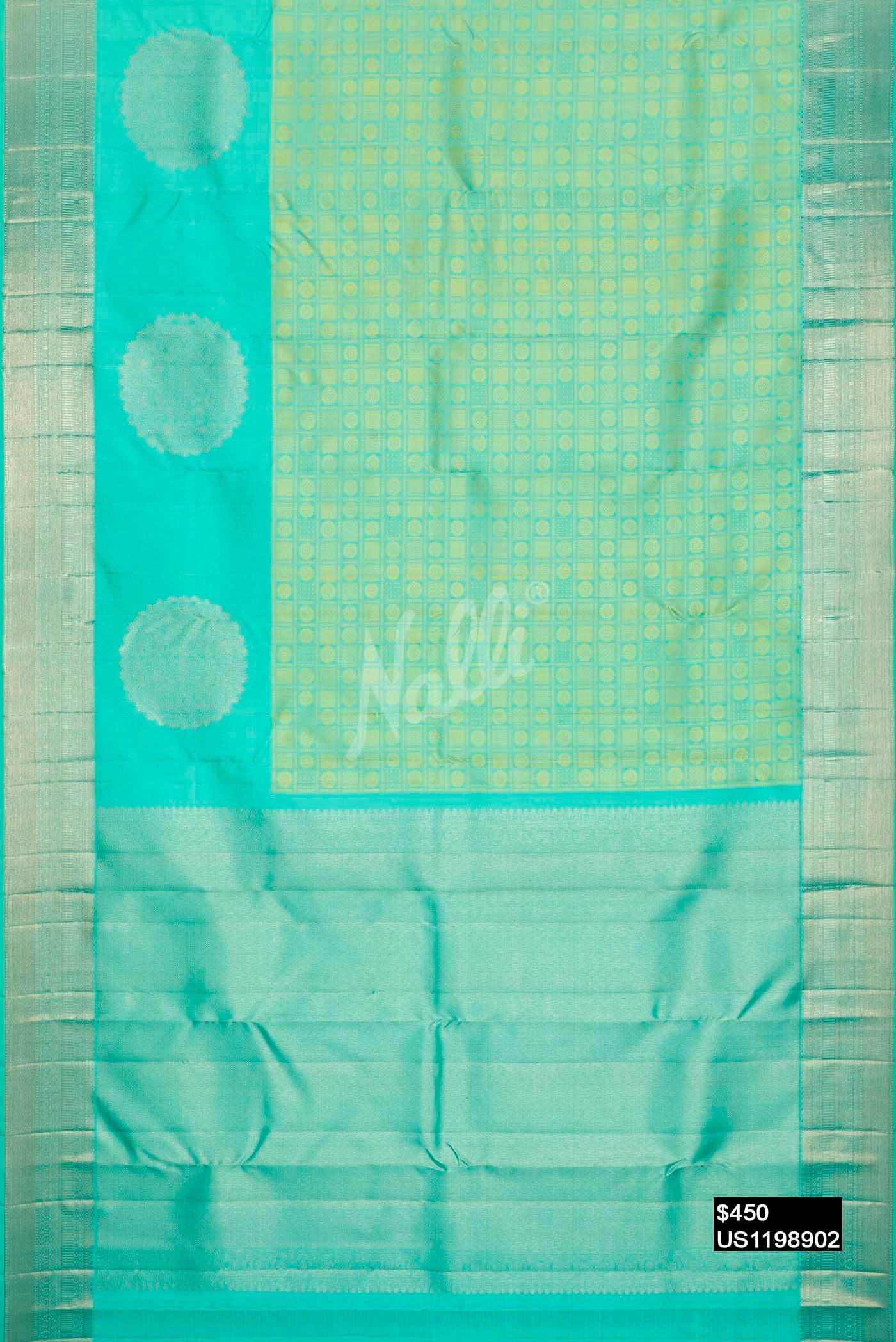 Sea Green Kanchipuram Silk Saree