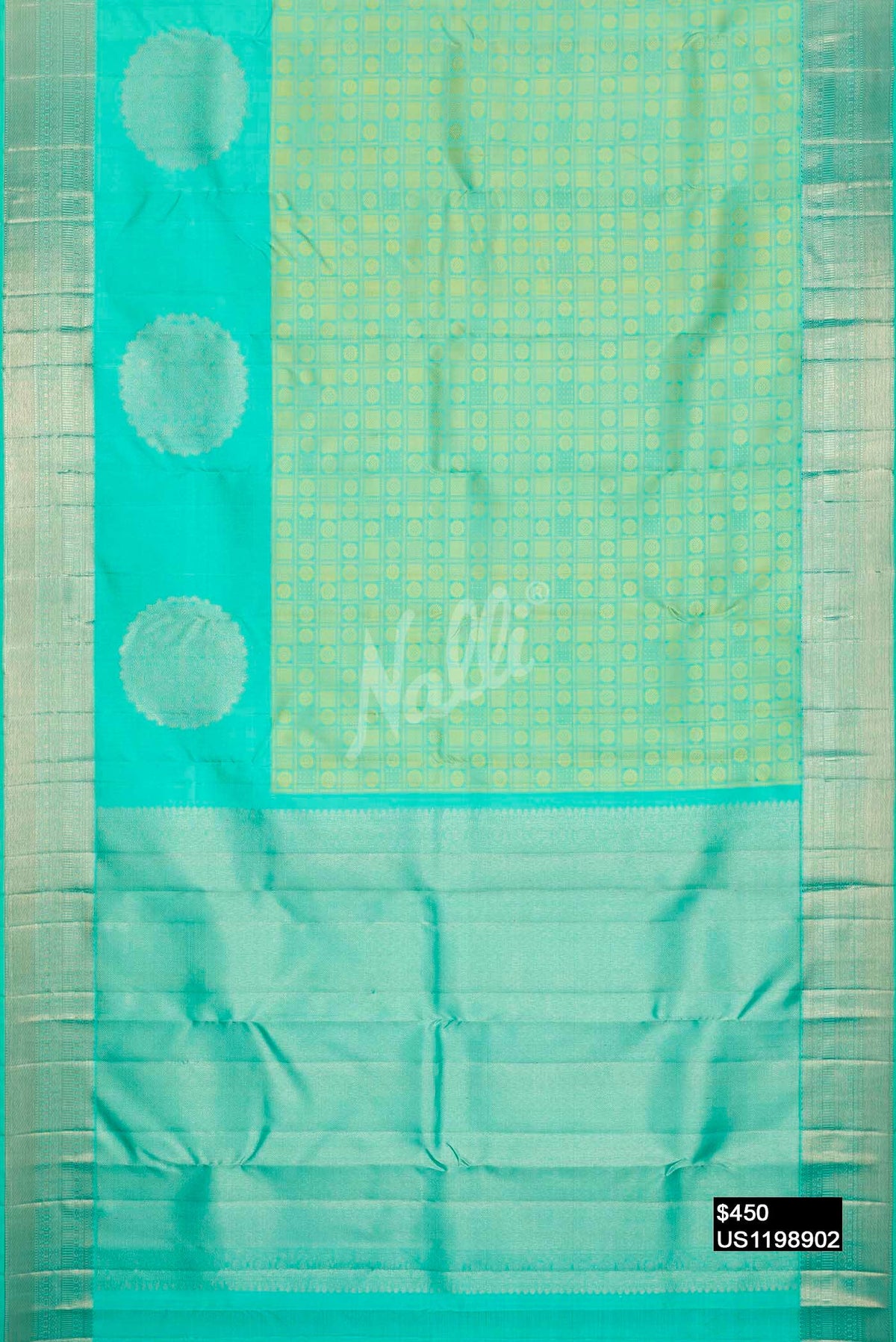 Sea Green Kanchipuram Silk Saree