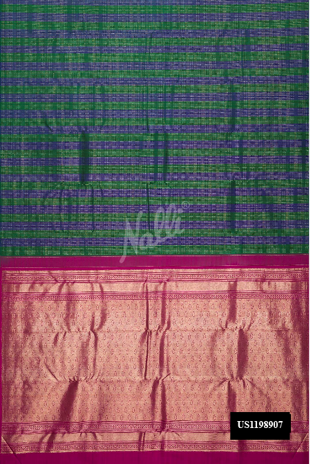 Green and Royal Blue Kanchipuram Silk Saree