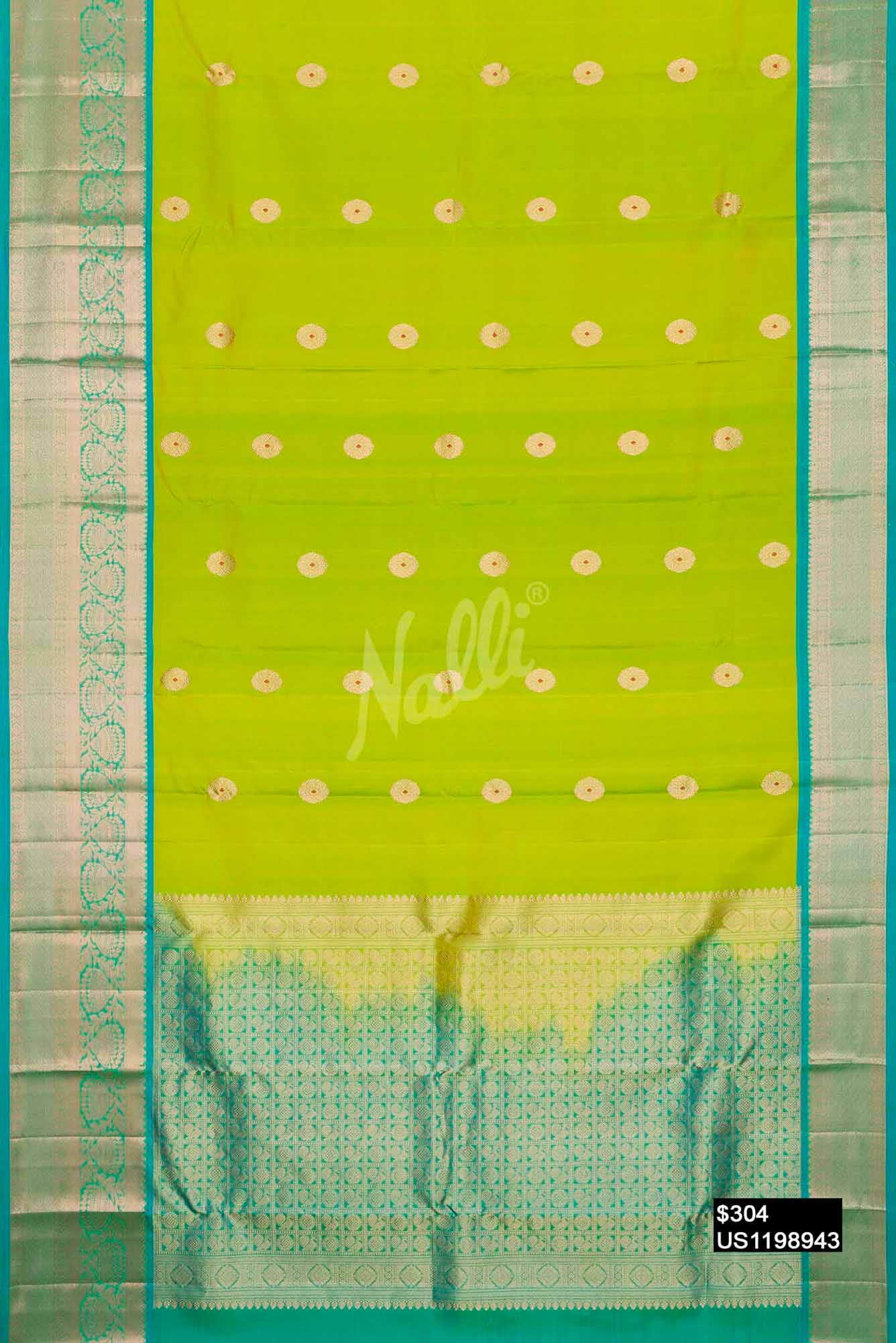 Parrot Green Kanchipuram Silk Saree