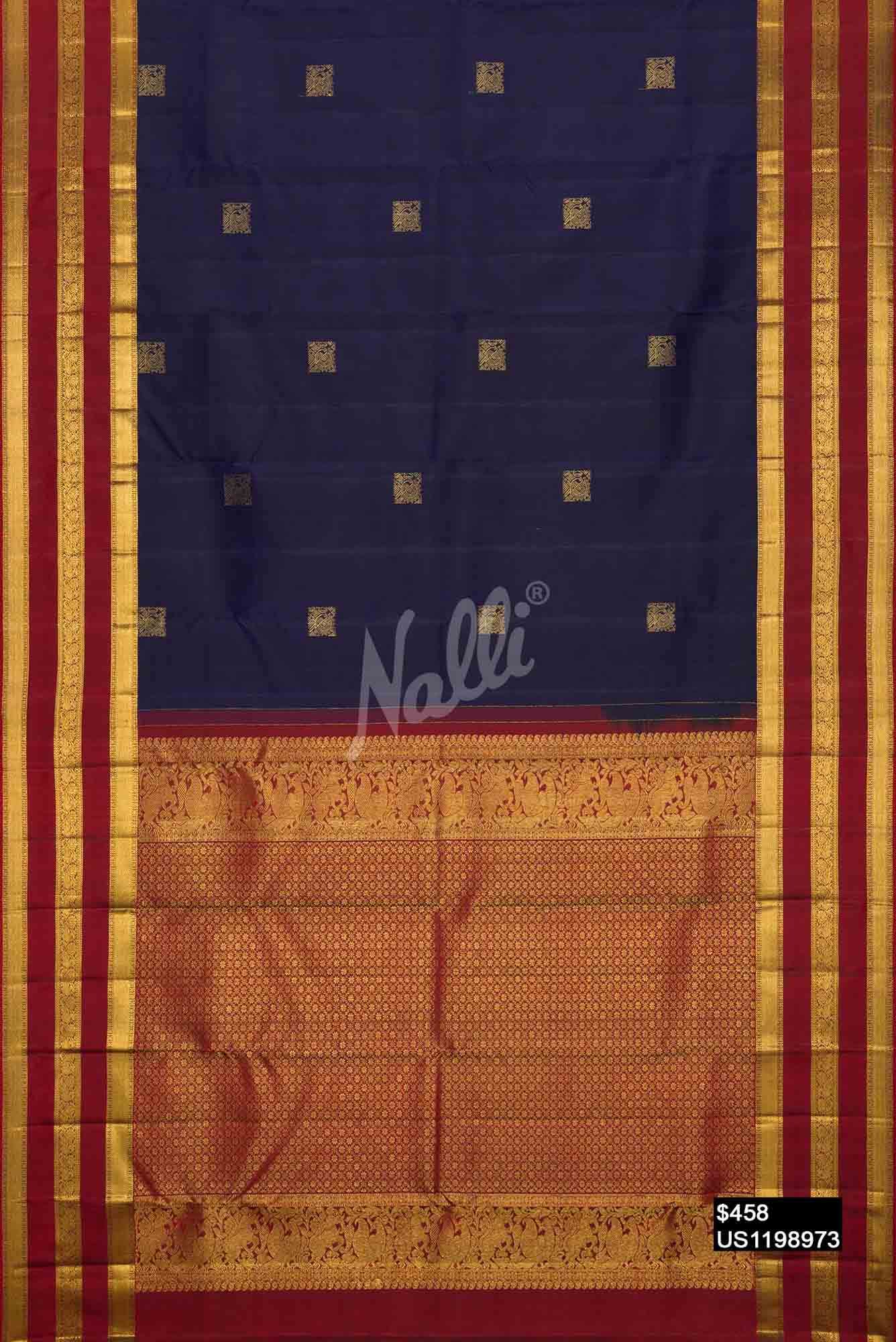 Navy Blue Kanchipuram Silk Saree