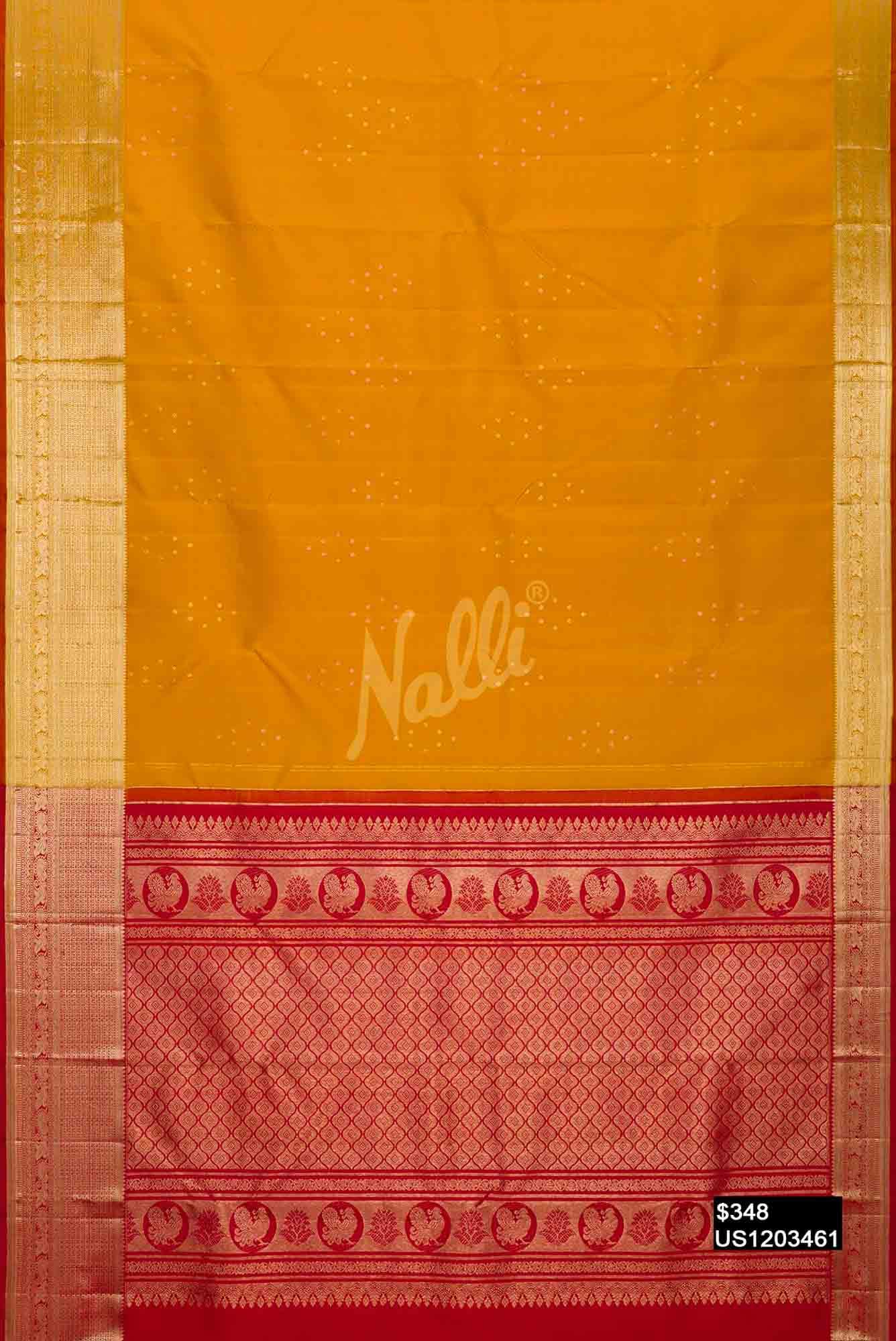 Mustard Kanchipuram Silk Saree